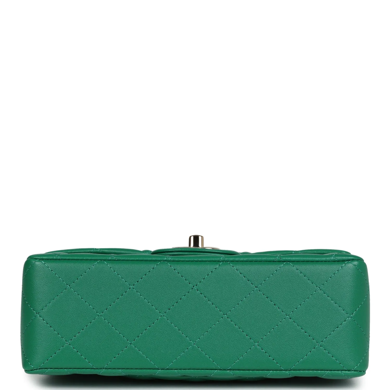 Chanel Mini Rectangular Flap with Top Handle Dark Green Lambskin Light Gold Hardware