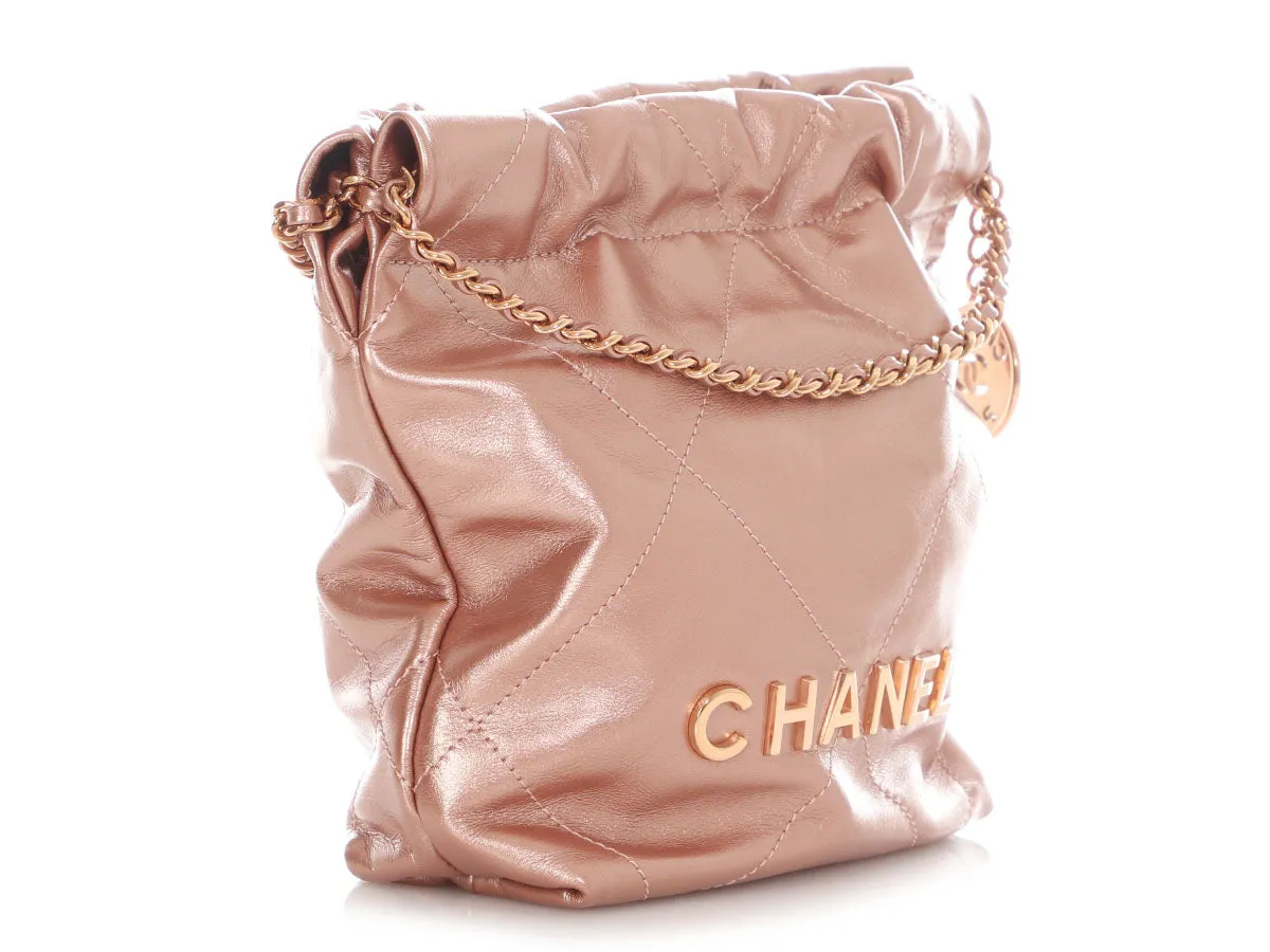 Chanel Mini Rose Gold Quilted Calfskin 22