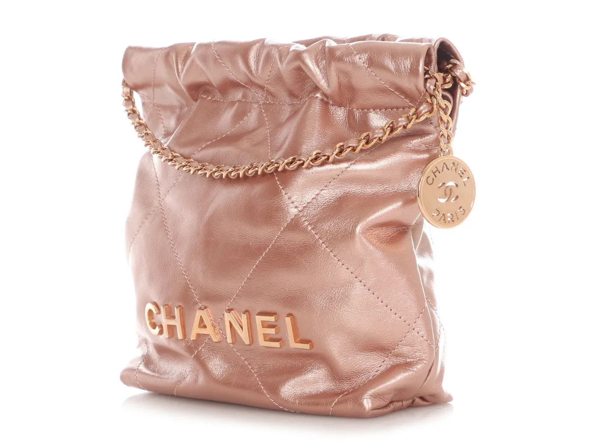 Chanel Mini Rose Gold Quilted Calfskin 22