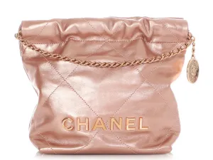 Chanel Mini Rose Gold Quilted Calfskin 22