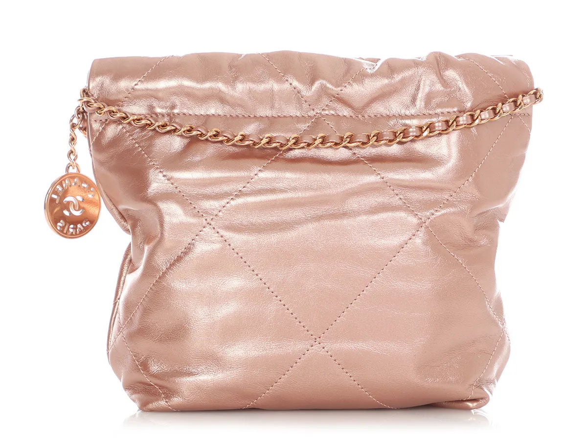 Chanel Mini Rose Gold Quilted Calfskin 22