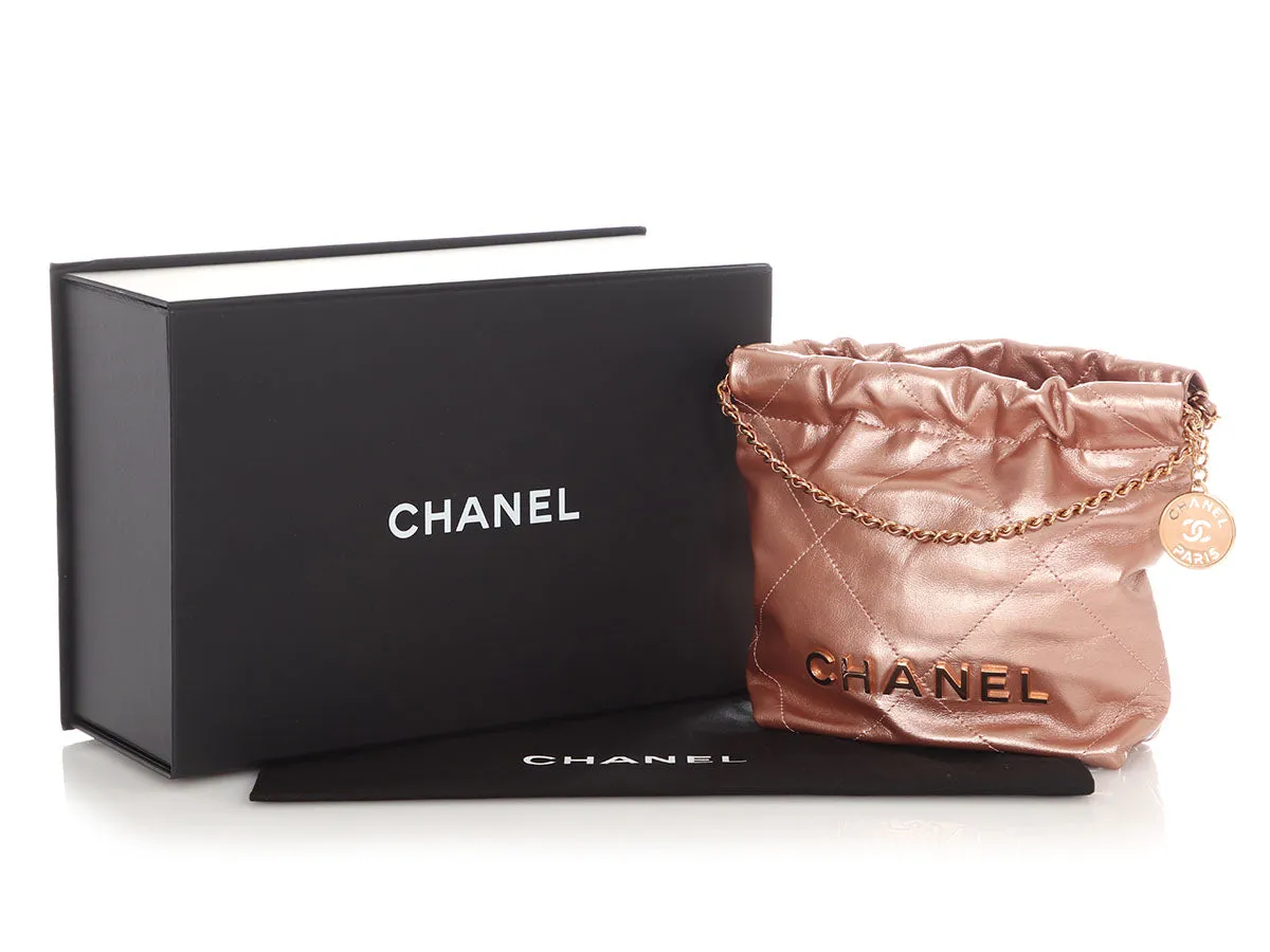 Chanel Mini Rose Gold Quilted Calfskin 22