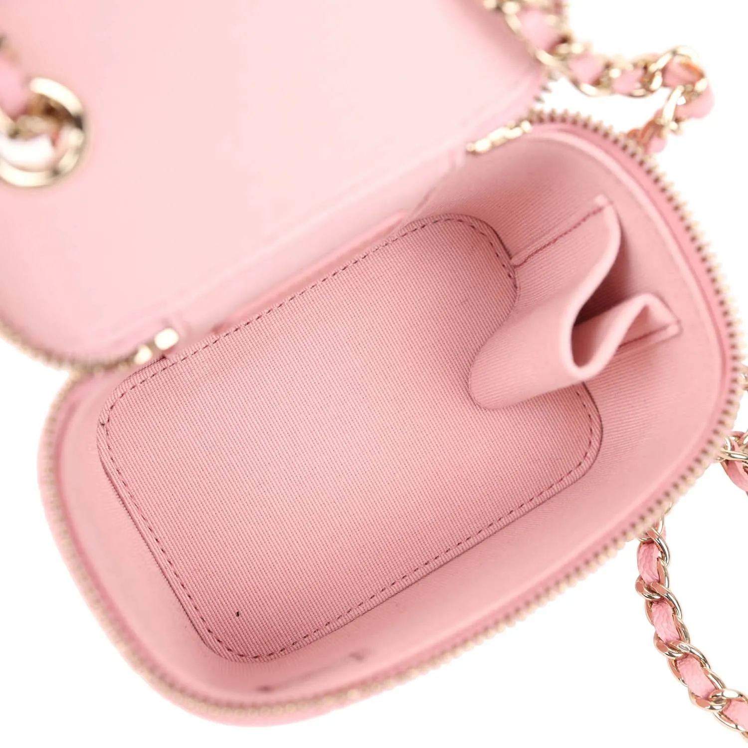 Chanel Mini Square Vanity Case Crossbody Bag Pink Caviar Light Gold Hardware