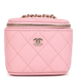 Chanel Mini Square Vanity Case Crossbody Bag Pink Caviar Light Gold Hardware