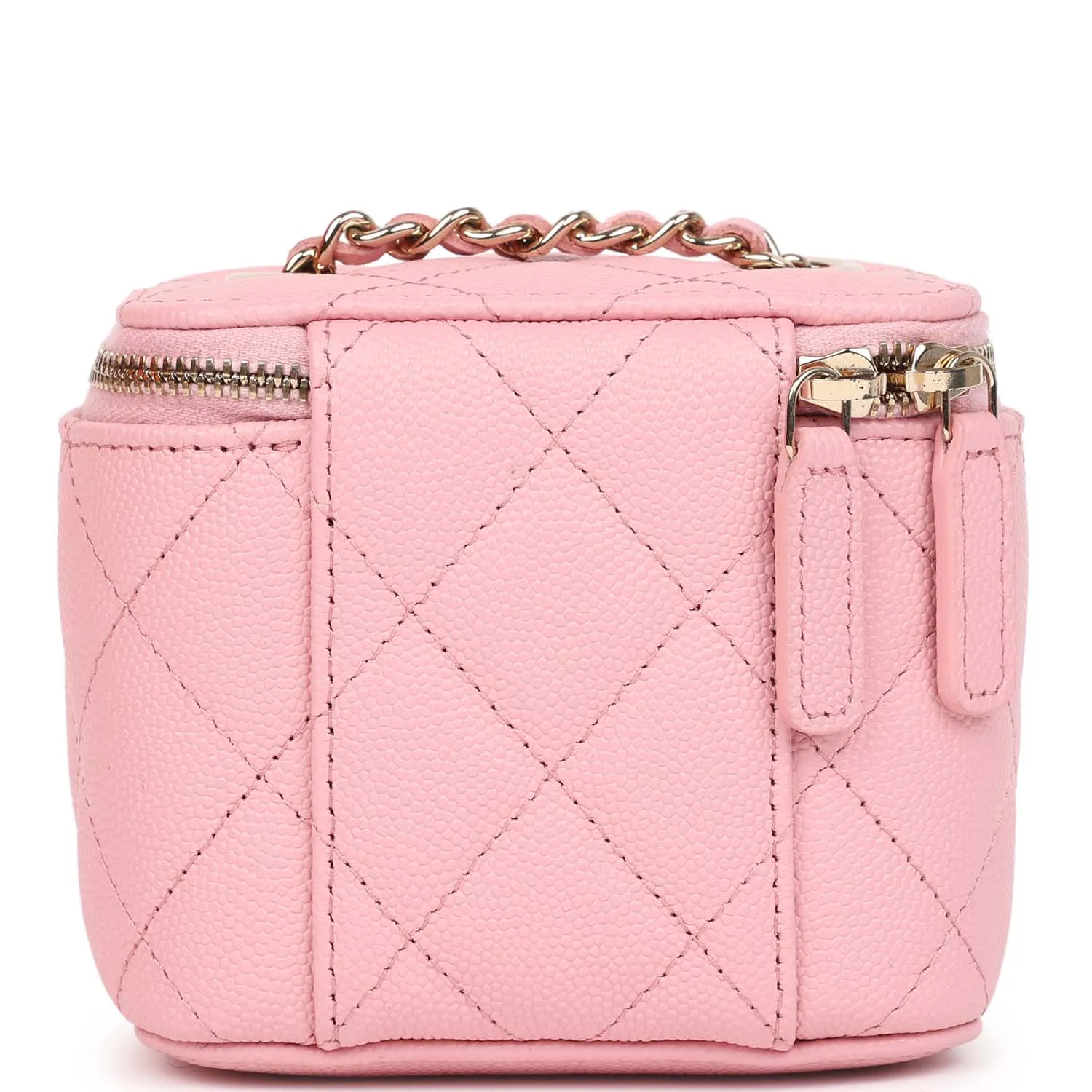 Chanel Mini Square Vanity Case Crossbody Bag Pink Caviar Light Gold Hardware