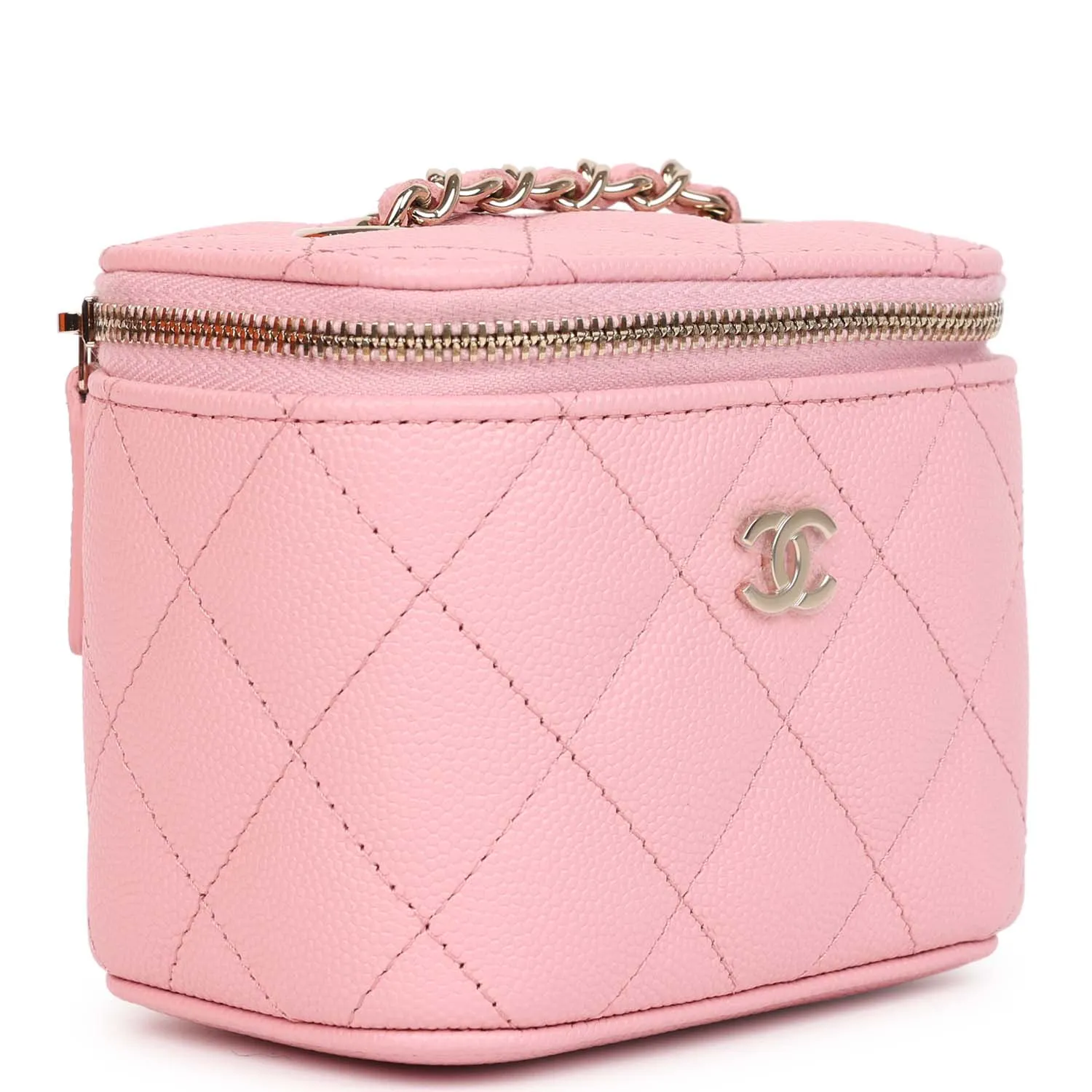 Chanel Mini Square Vanity Case Crossbody Bag Pink Caviar Light Gold Hardware