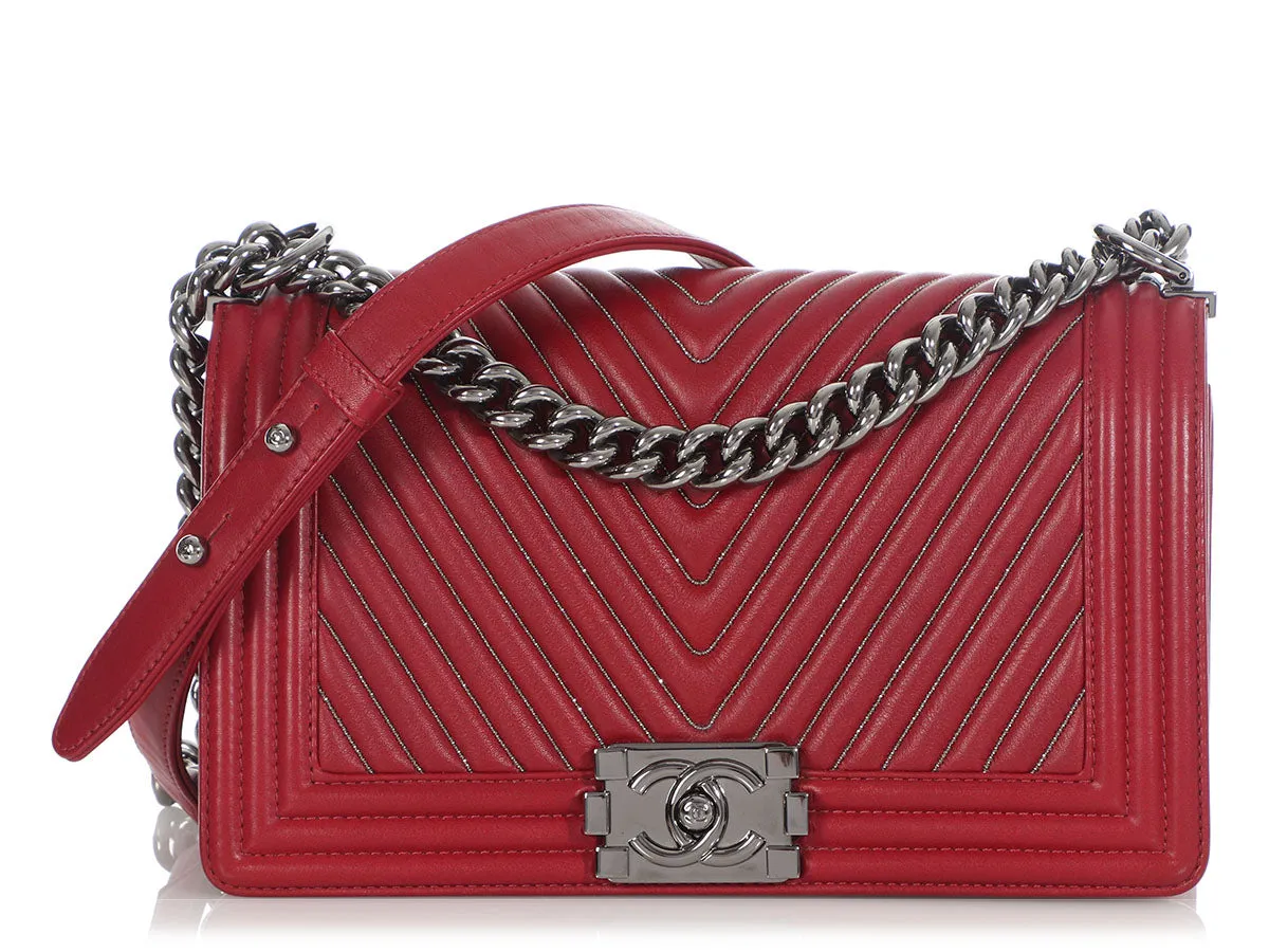 Chanel Old Medium Red Boy Bag