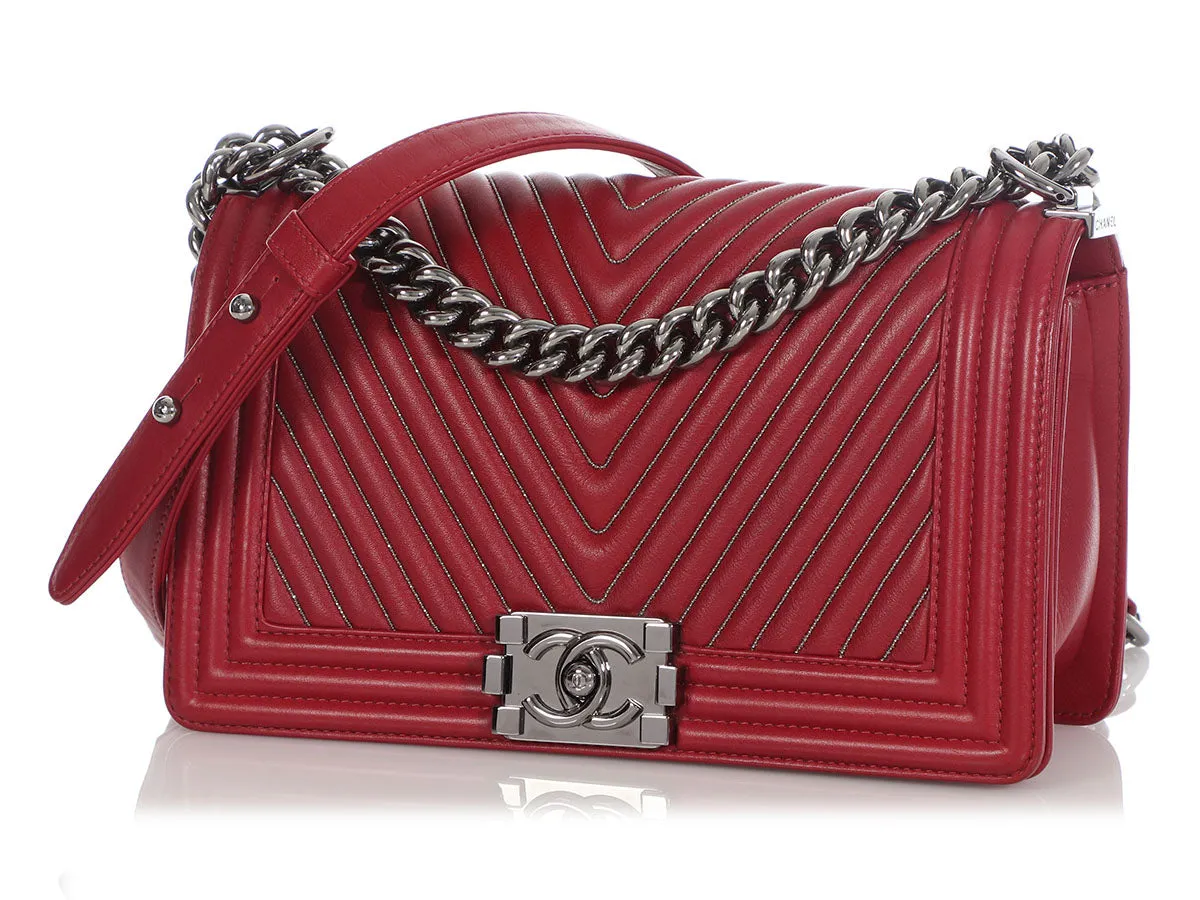 Chanel Old Medium Red Boy Bag