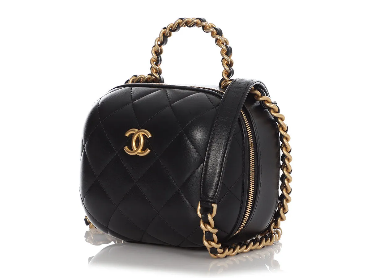 Chanel Small Black Quilted Lambskin Vanity Case