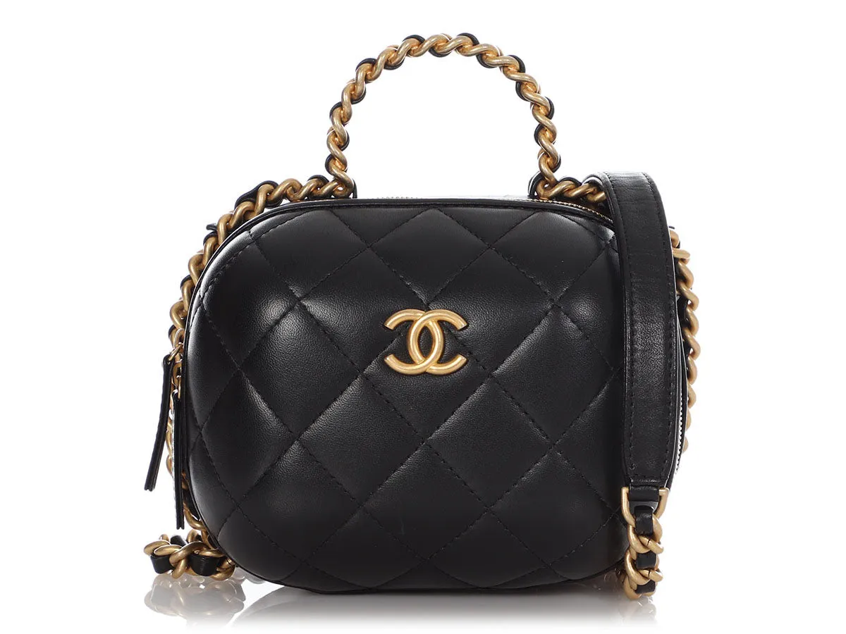 Chanel Small Black Quilted Lambskin Vanity Case