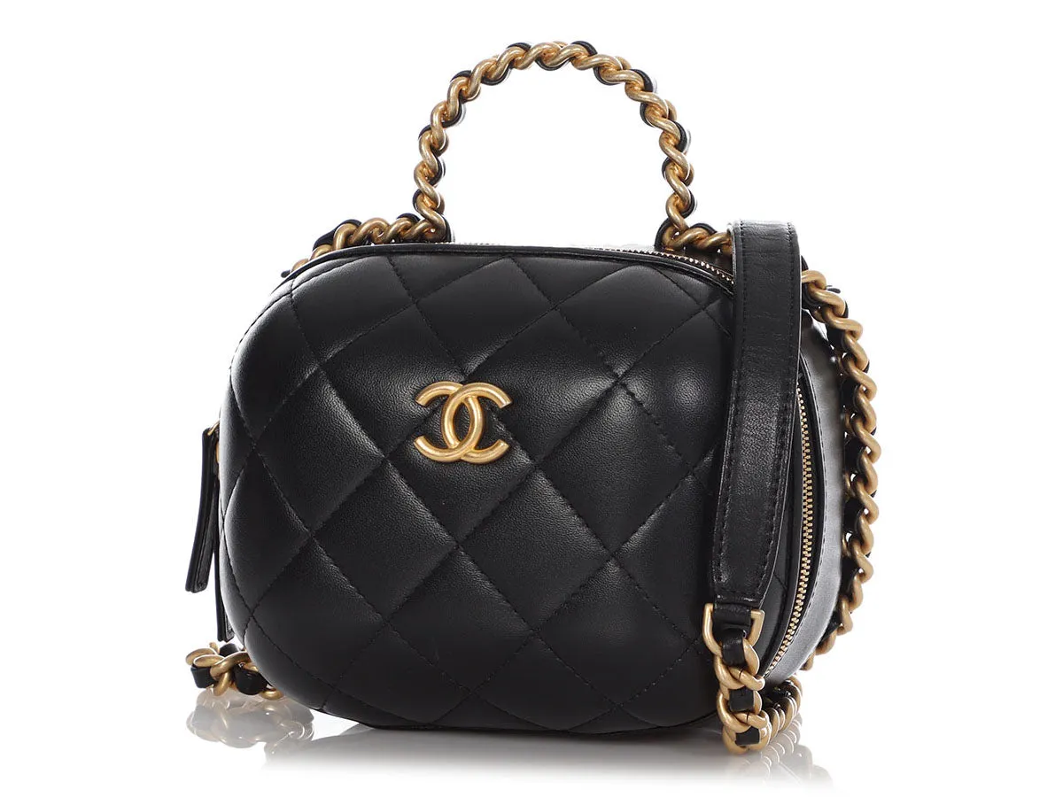 Chanel Small Black Quilted Lambskin Vanity Case