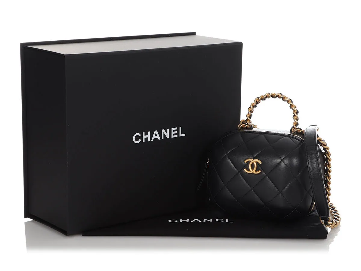 Chanel Small Black Quilted Lambskin Vanity Case