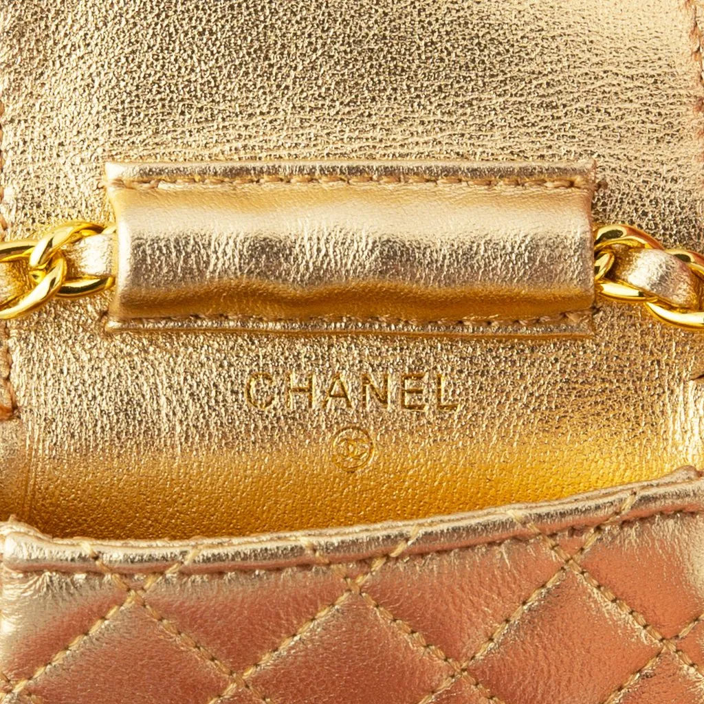 Chanel Spring 1992 Gold Micro Mini Crossbody Bag