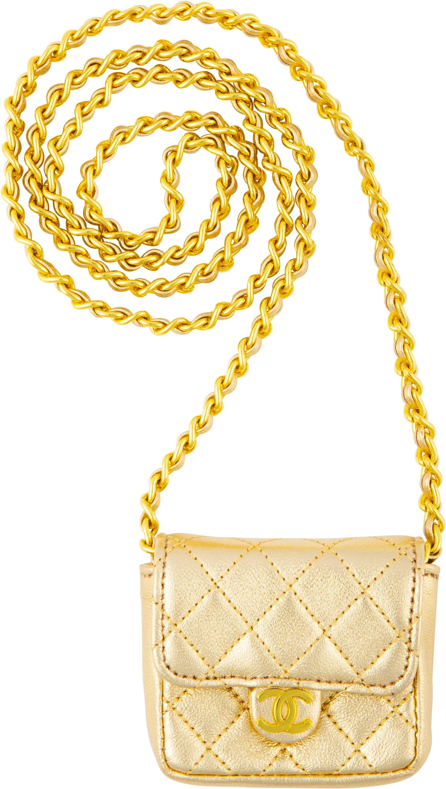 Chanel Spring 1992 Gold Micro Mini Crossbody Bag