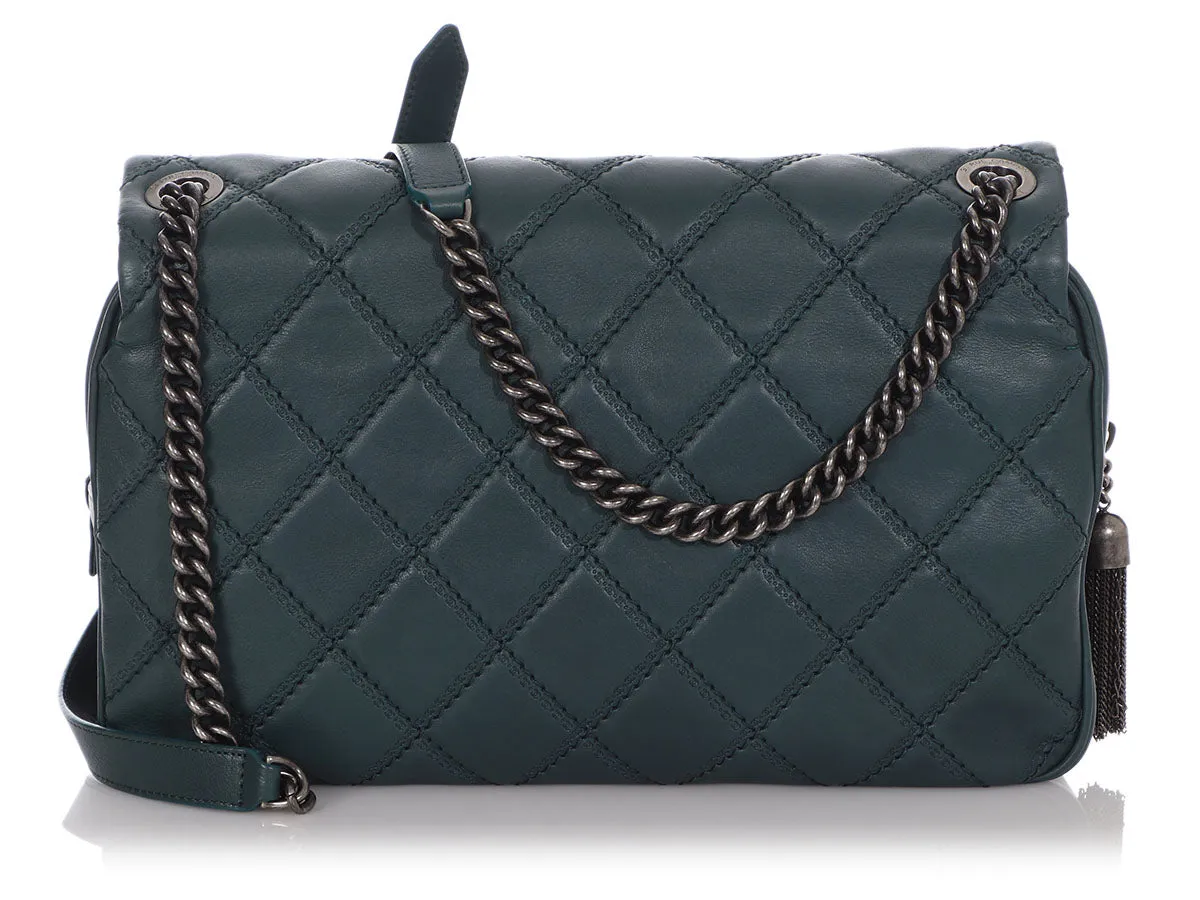 Chanel Vert Pétrole Quilted Calfskin Flap