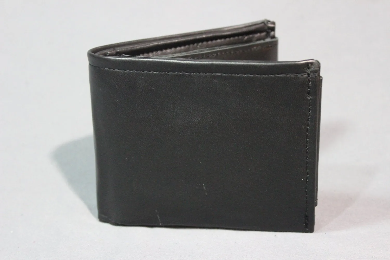 Classic Black Leather Wallet with Double ID flaps