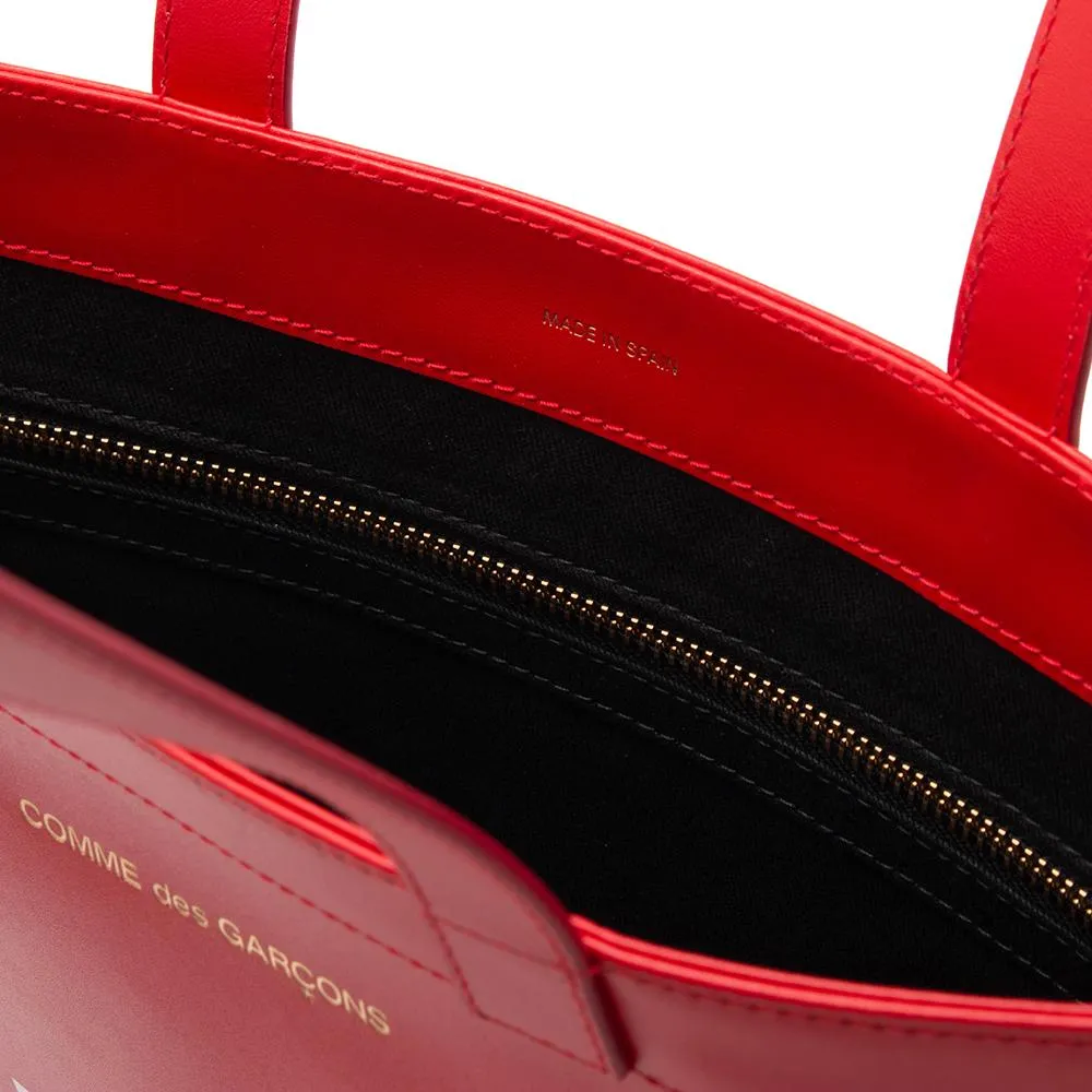 COMME des GARÇONS Huge Logo Leather Tote / Red