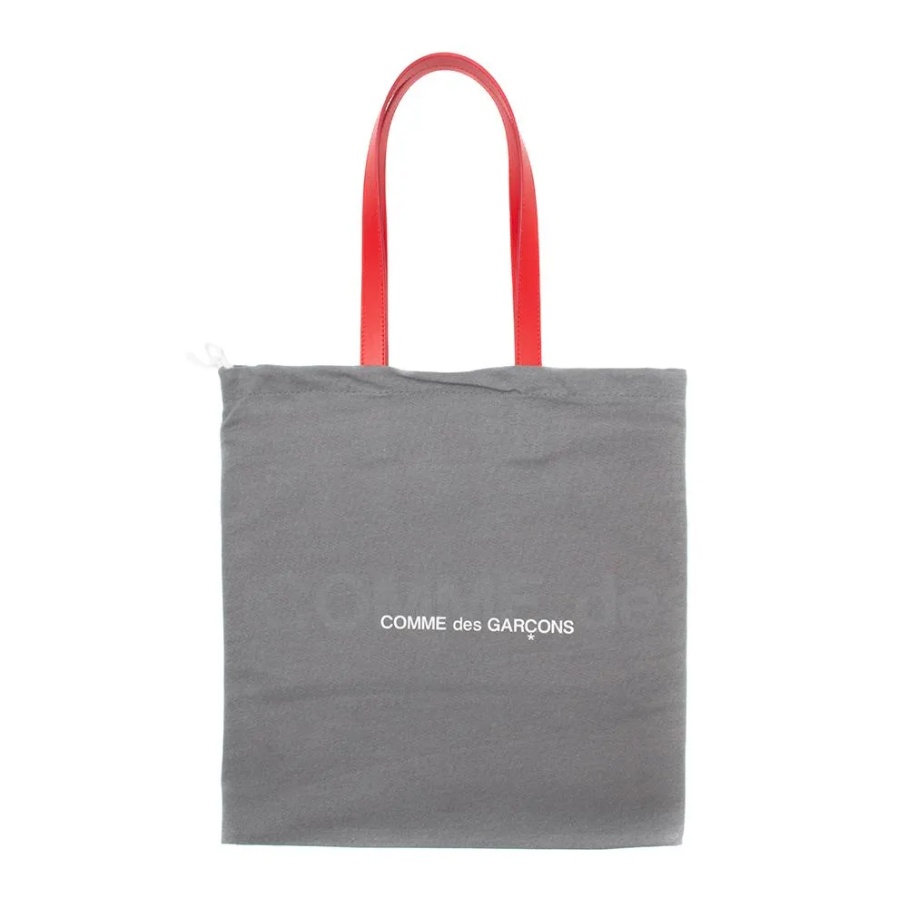 COMME des GARÇONS Huge Logo Leather Tote / Red