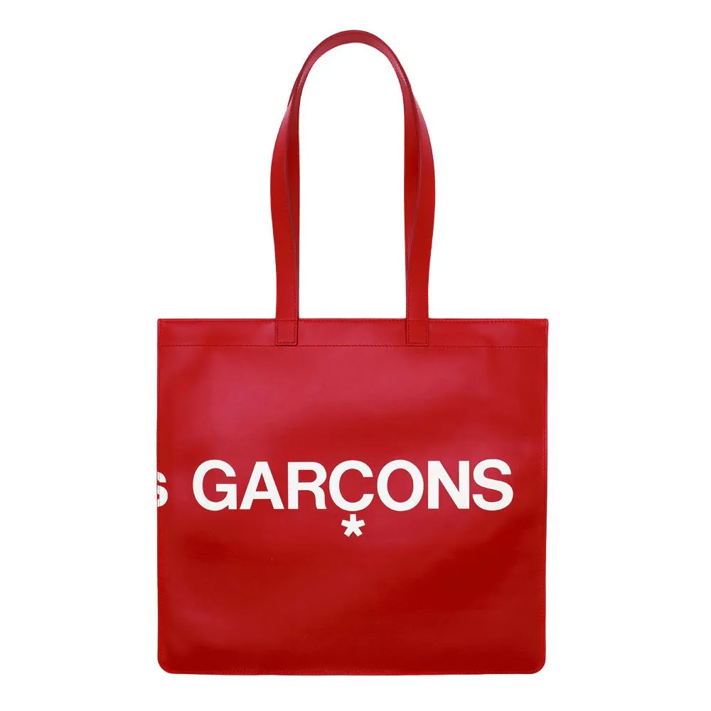 COMME des GARÇONS Huge Logo Leather Tote / Red