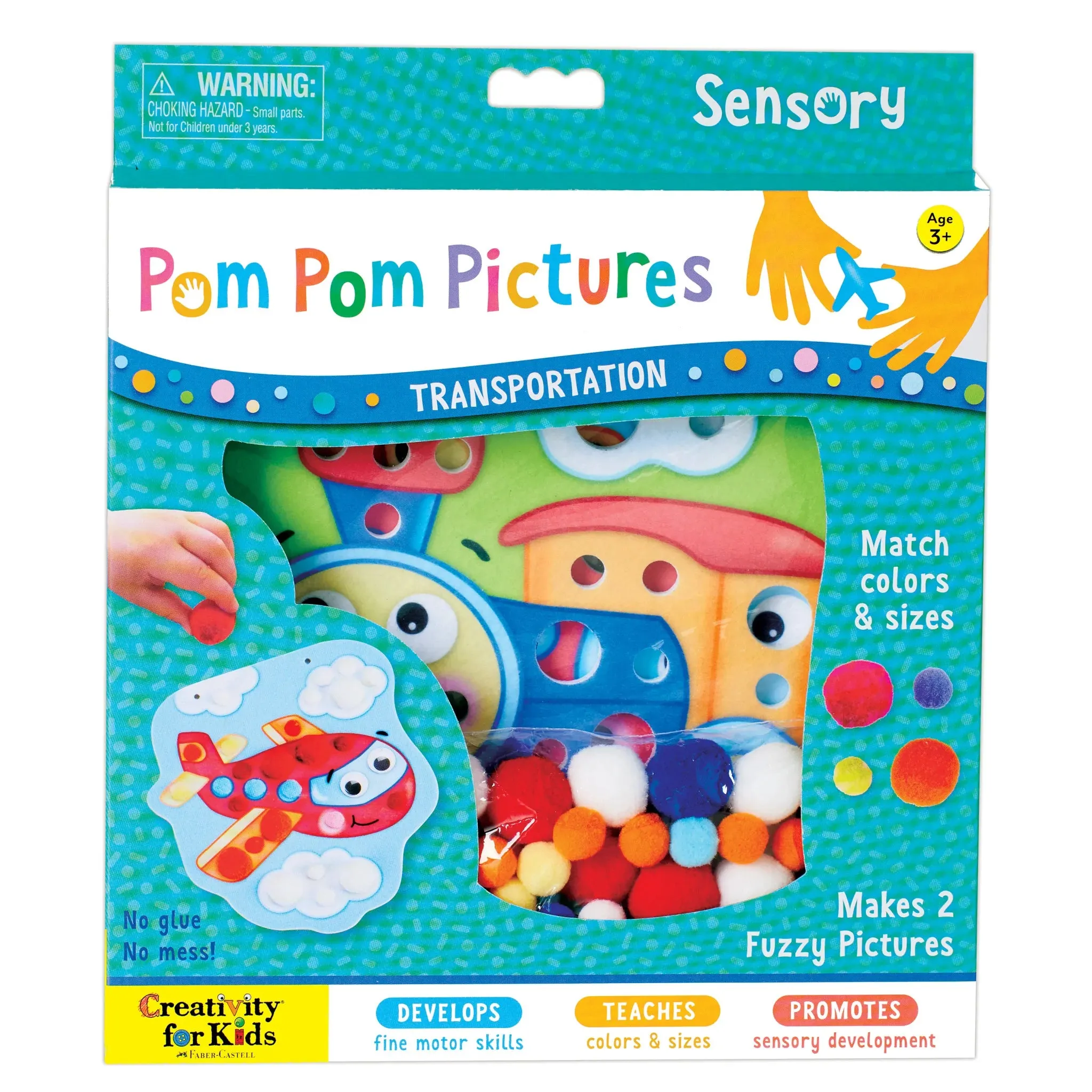 Creativity for Kids 6358 Sensory Pom Pom Pictures-Transportation