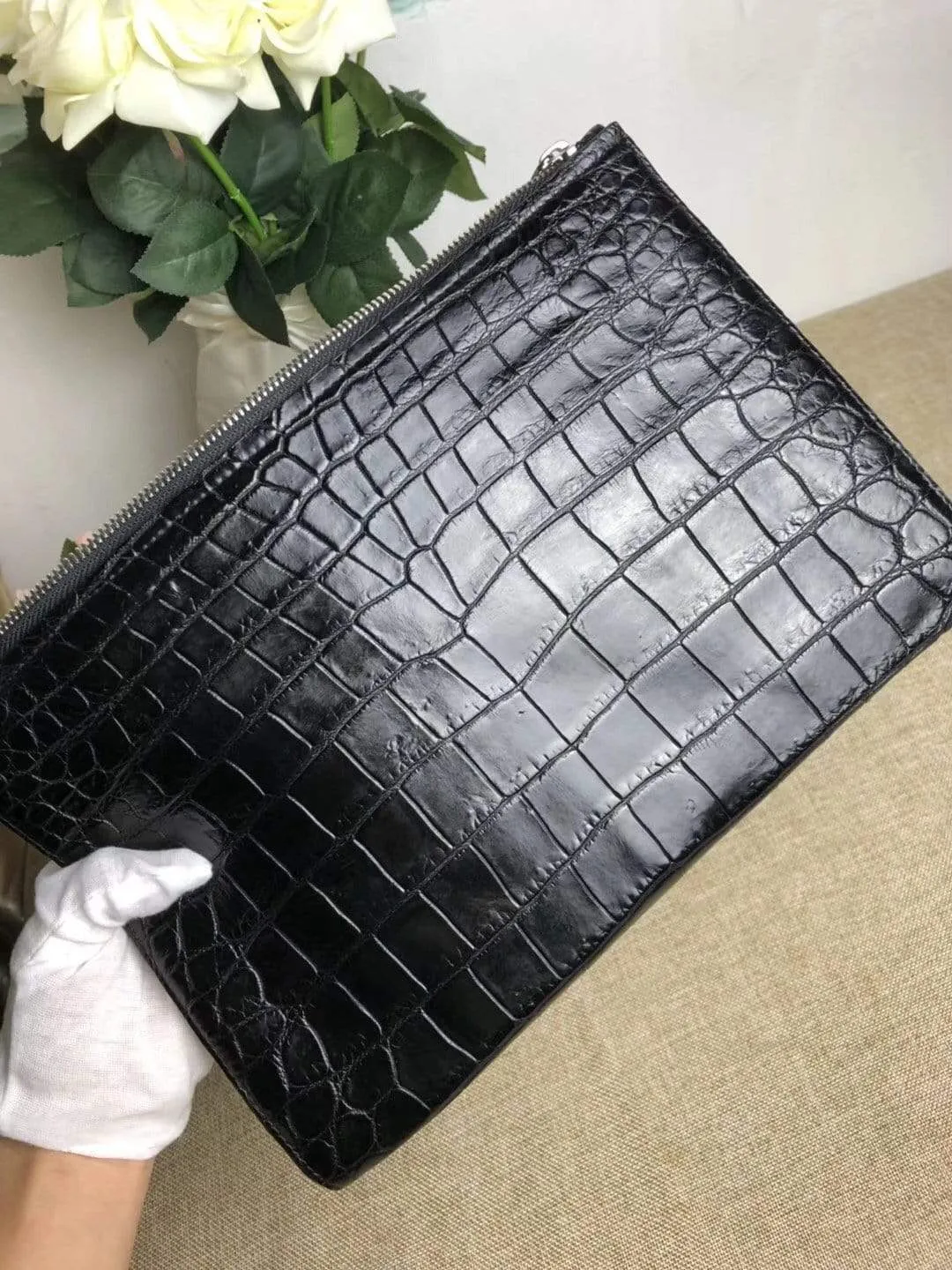 Crocodile Belly Leather  Large Ipad Case,Clutch Bag