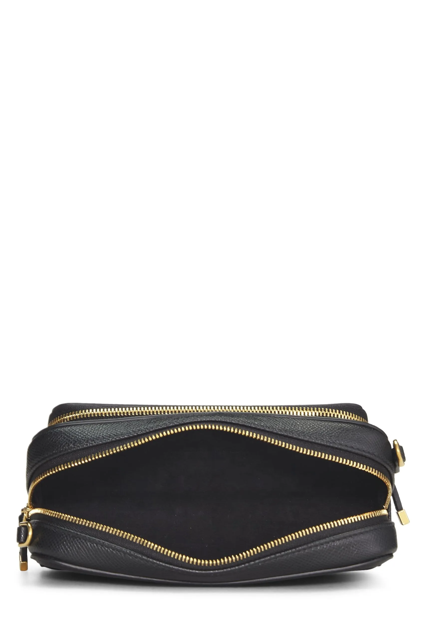 Dior,  Black Calfskin Caro Double Pouch Crossbody, Black