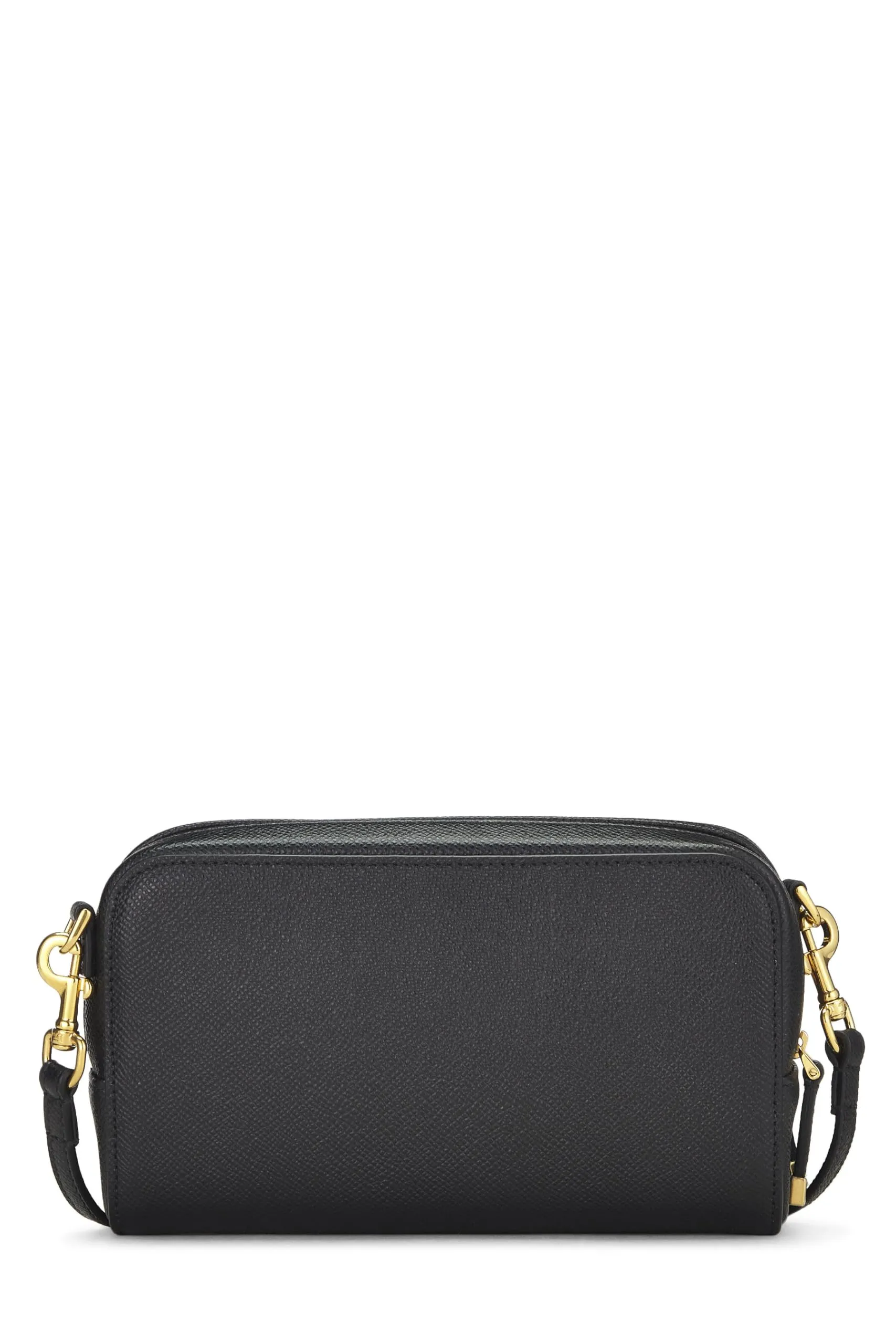 Dior,  Black Calfskin Caro Double Pouch Crossbody, Black