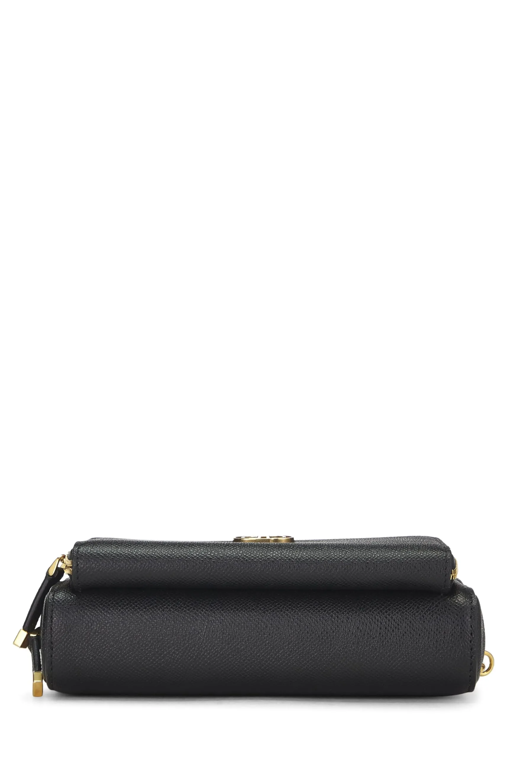 Dior,  Black Calfskin Caro Double Pouch Crossbody, Black