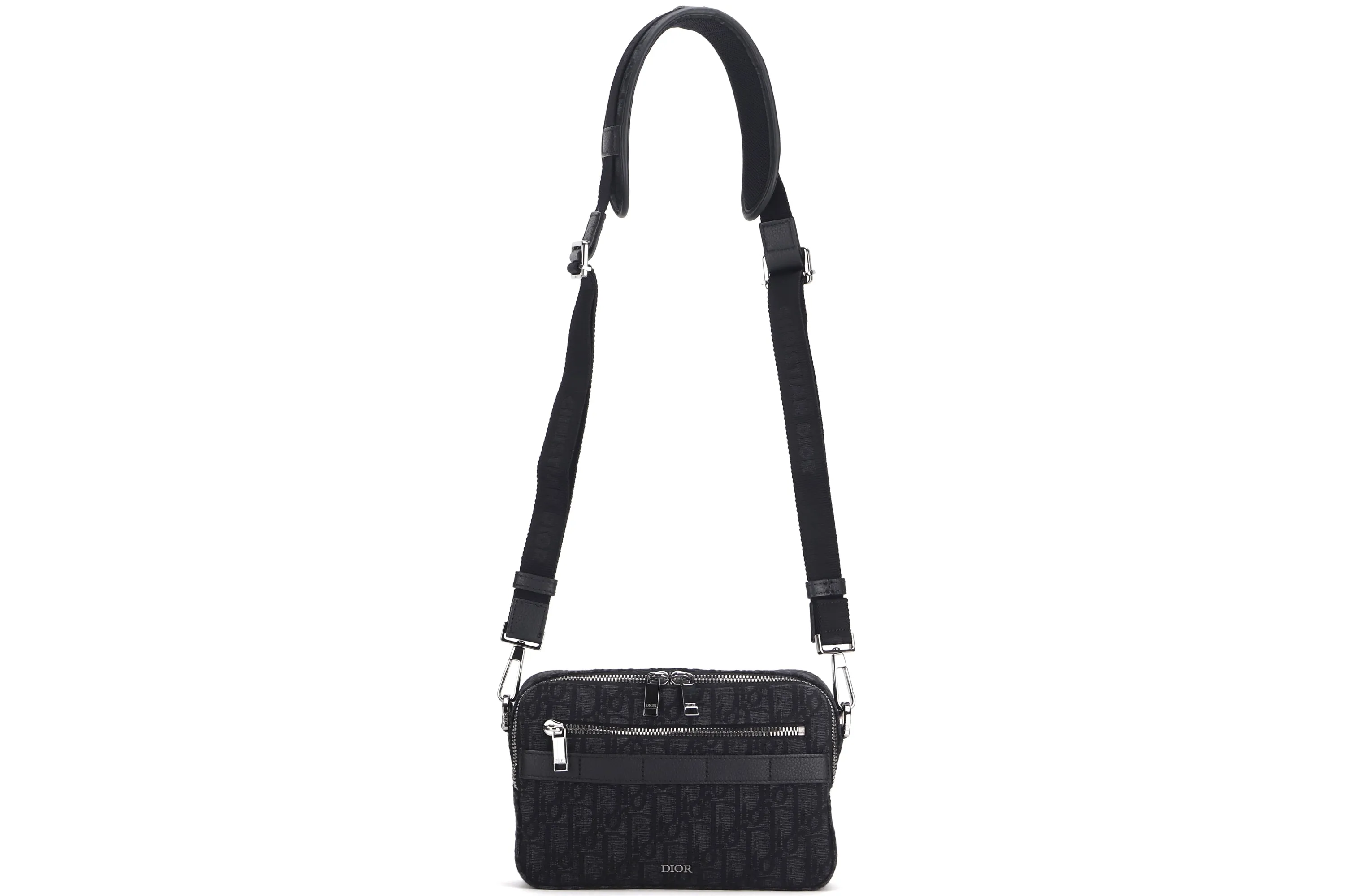 DIOR SAFARI MESSENGER (23-BO-1212) BLACK OBLIQUE JACQUARD SILVER HARDWARE, WITH STRAP, DUST COVER & BOX