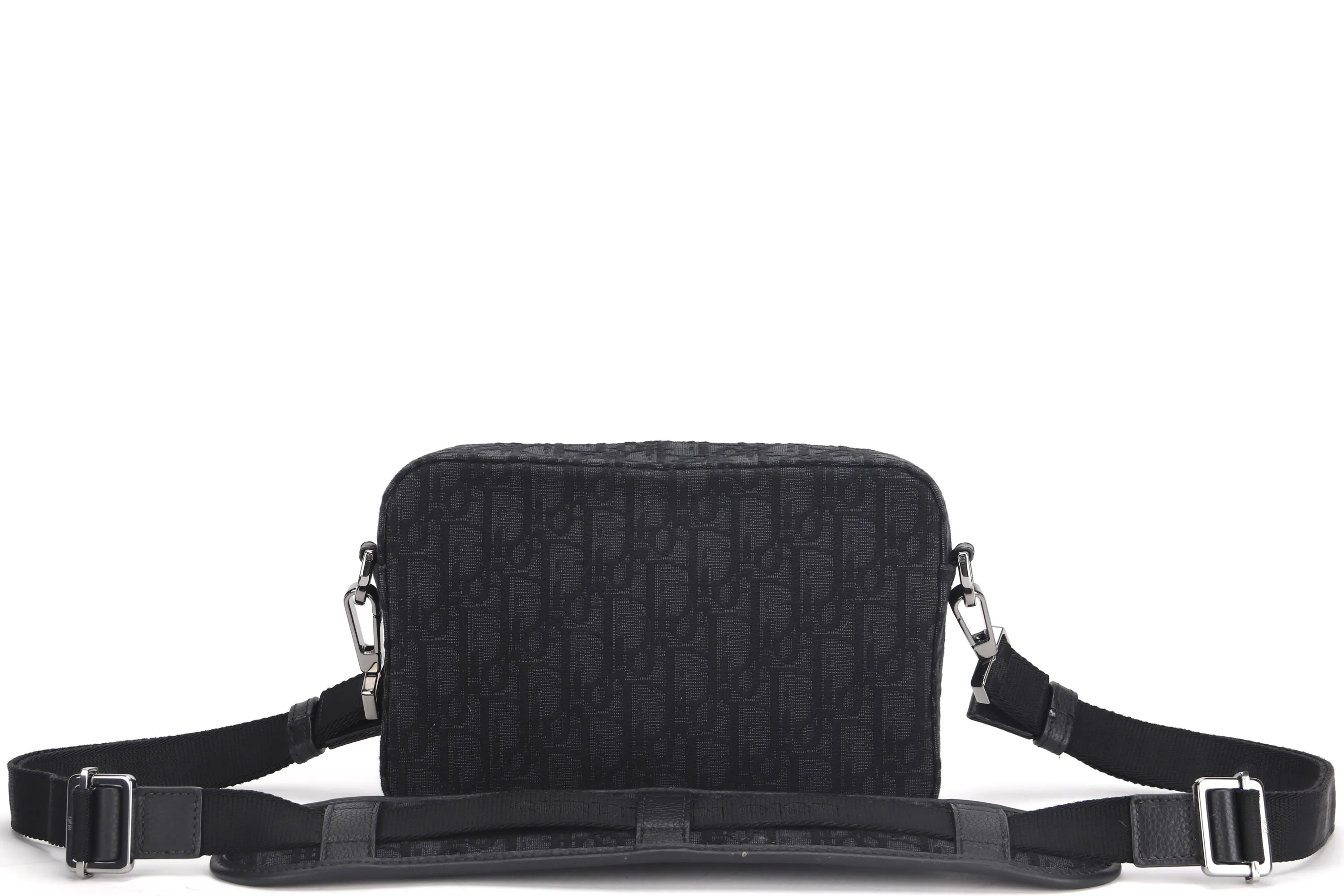 DIOR SAFARI MESSENGER (23-BO-1212) BLACK OBLIQUE JACQUARD SILVER HARDWARE, WITH STRAP, DUST COVER & BOX