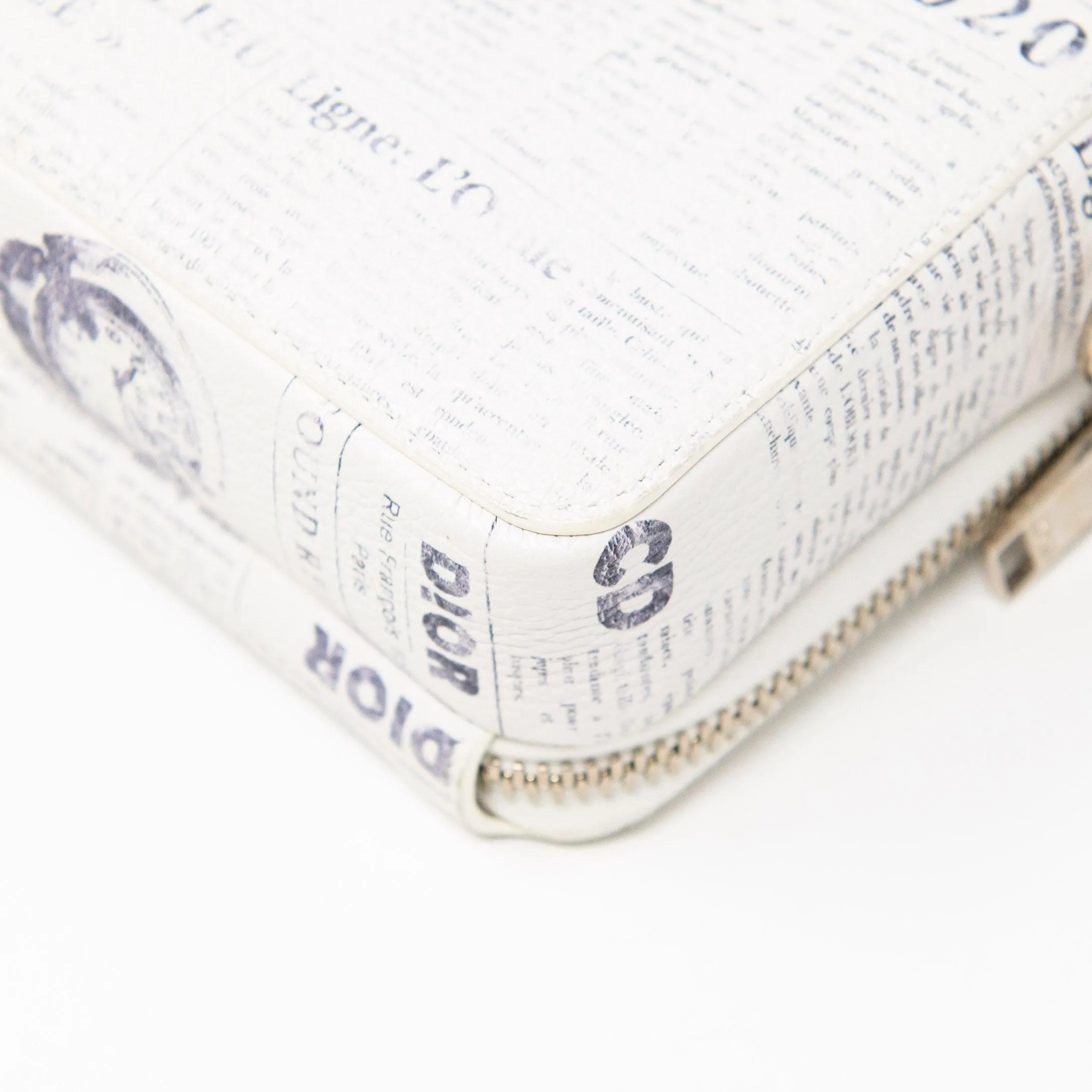 Dior White Double Zip Newspaper Pouch