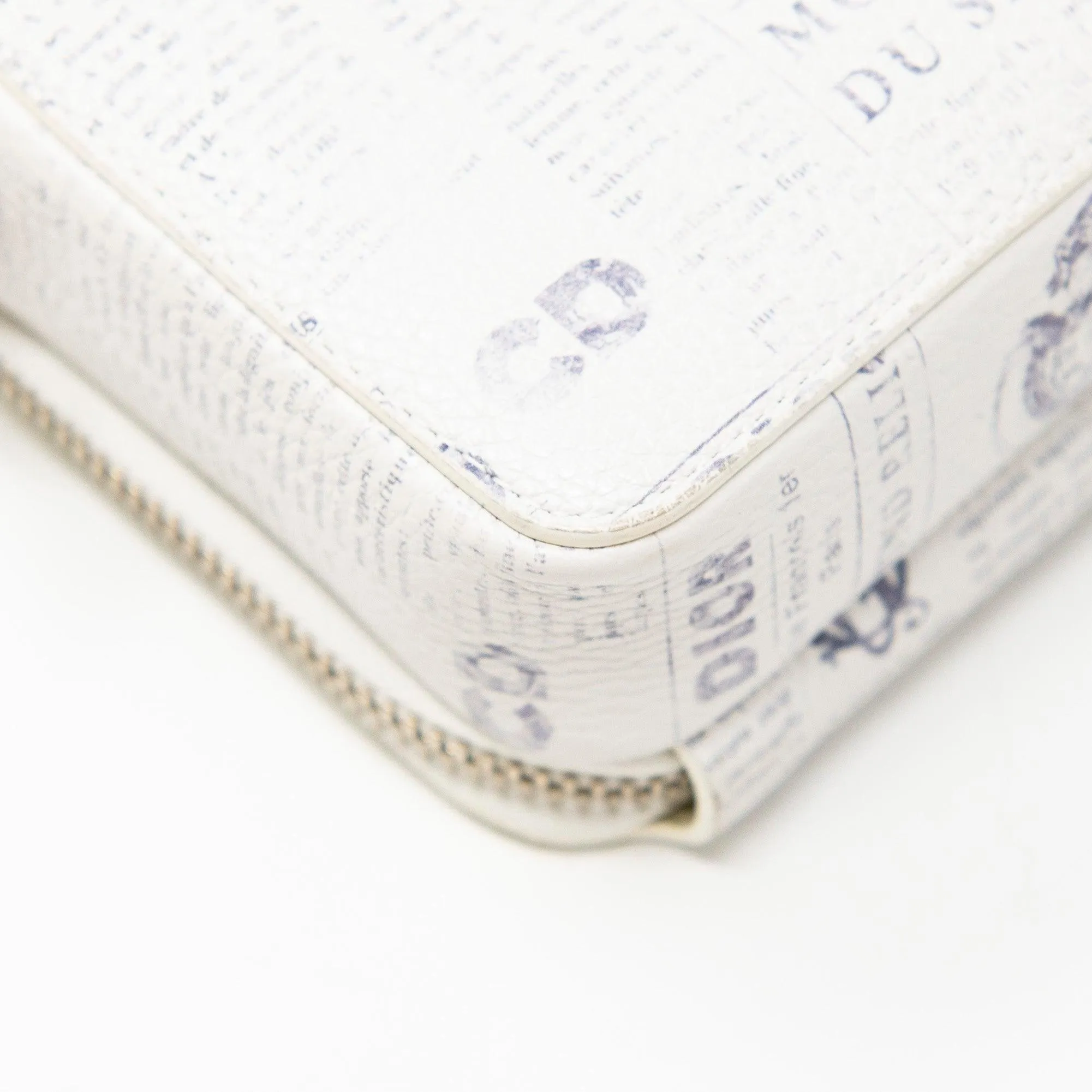 Dior White Double Zip Newspaper Pouch