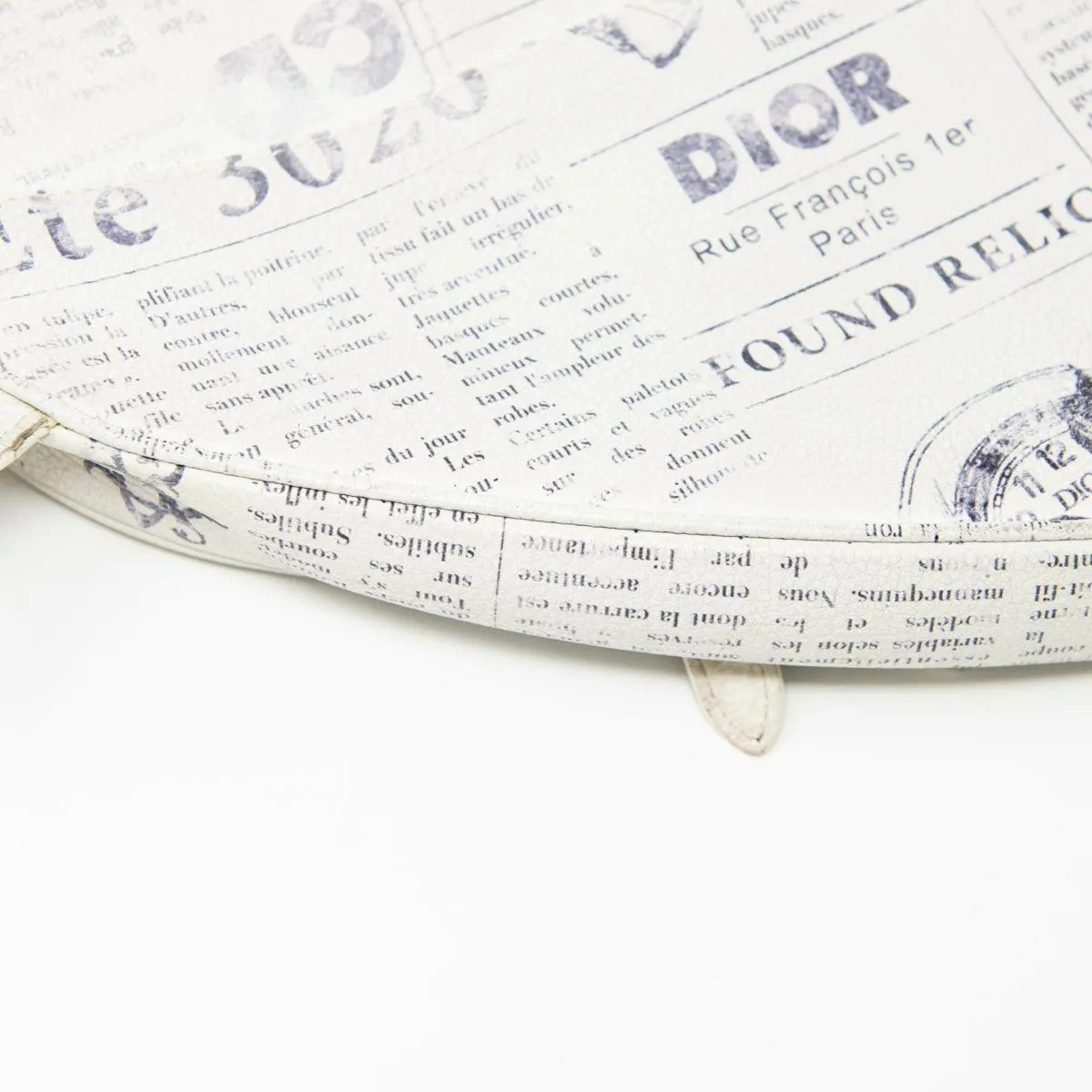 Dior White Newspaper Print Saddle Bag