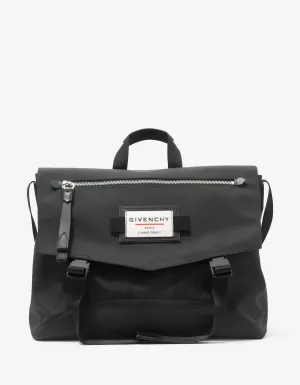 Downtown Black Nylon Messenger Bag -