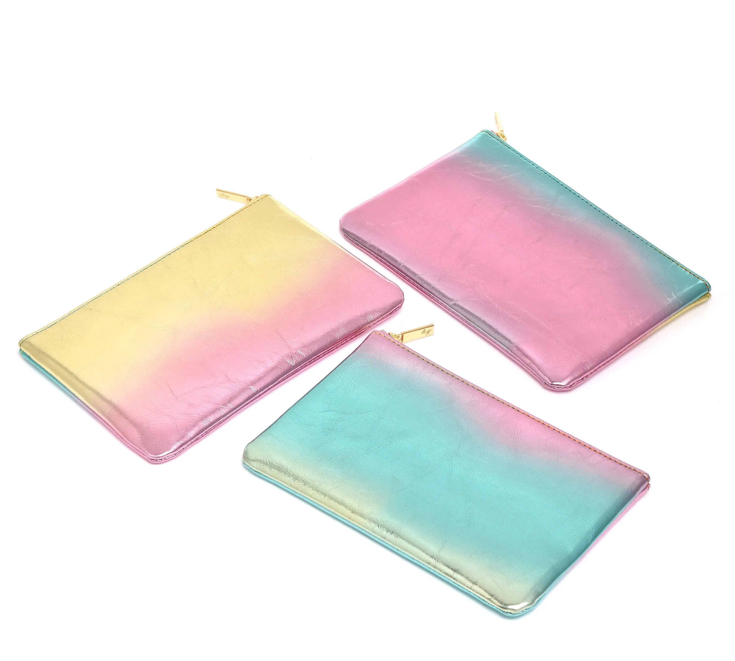 Dream Collection - The "M" Case - Rainbow Leather Zipped Pouch