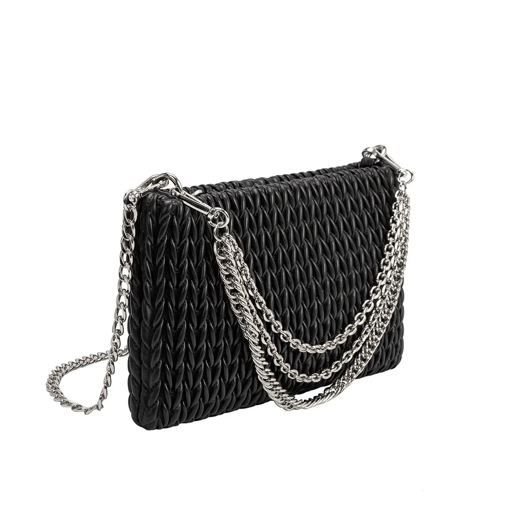 Erin Black Padded Quilted Crossbody Clutch - FINAL SALE