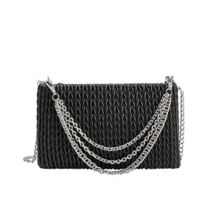 Erin Black Padded Quilted Crossbody Clutch - FINAL SALE