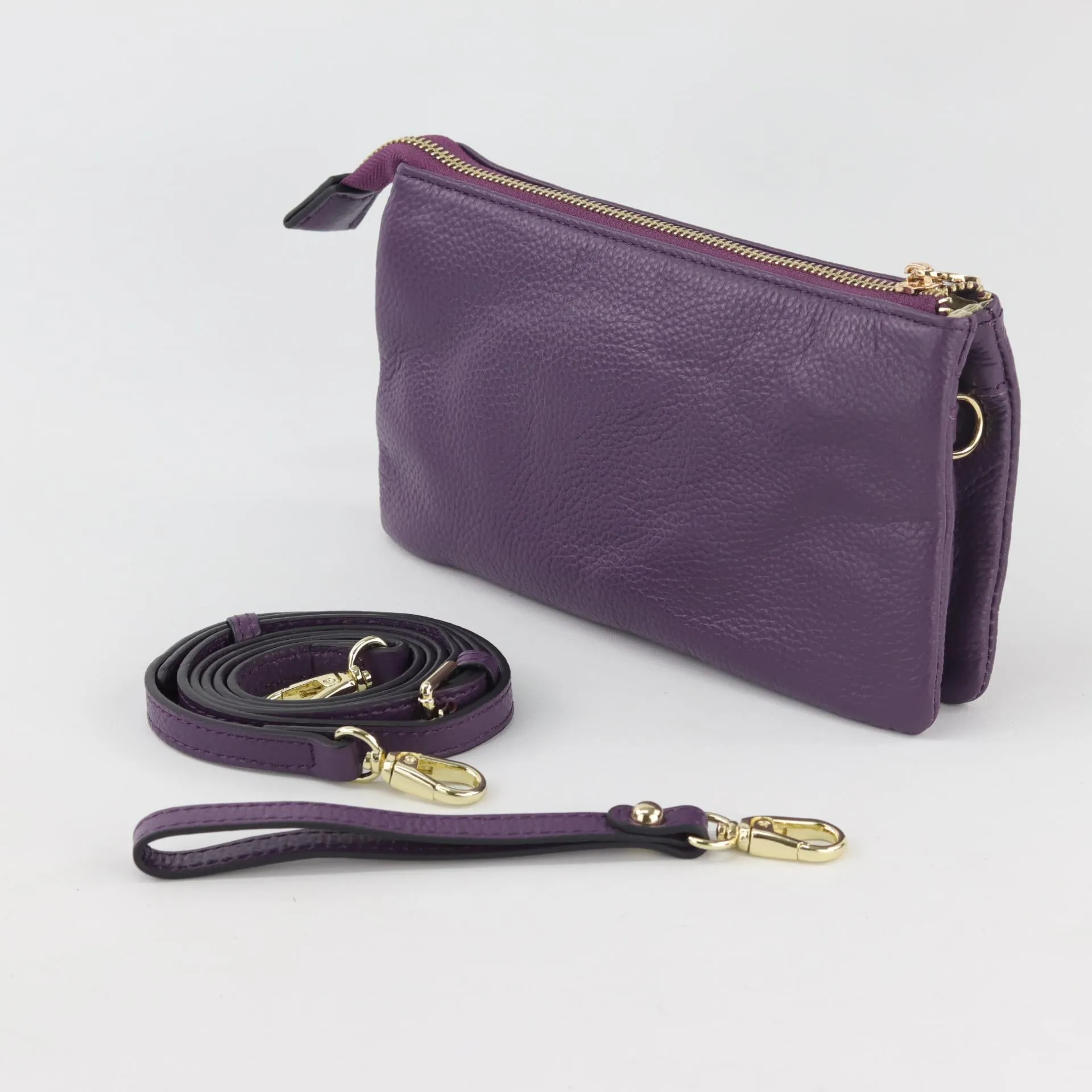 Evie pebbled leather clutch crossbody