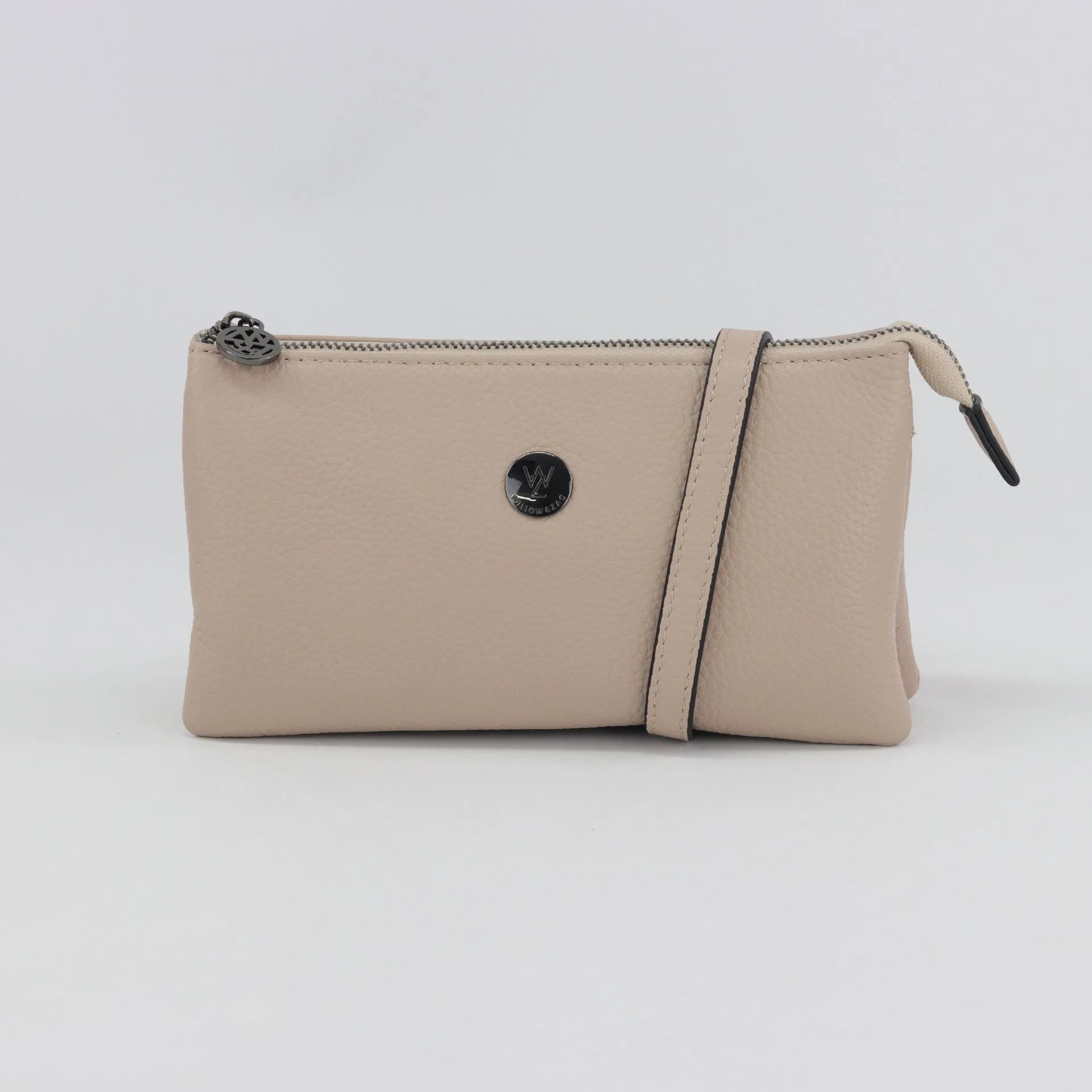 Evie pebbled leather clutch crossbody