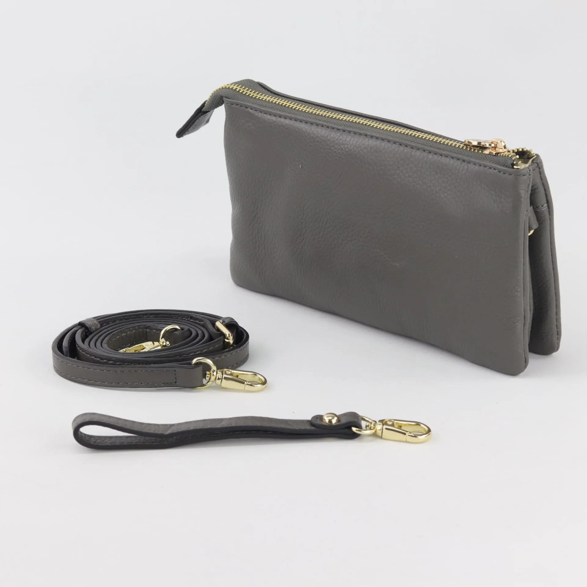 Evie pebbled leather clutch crossbody