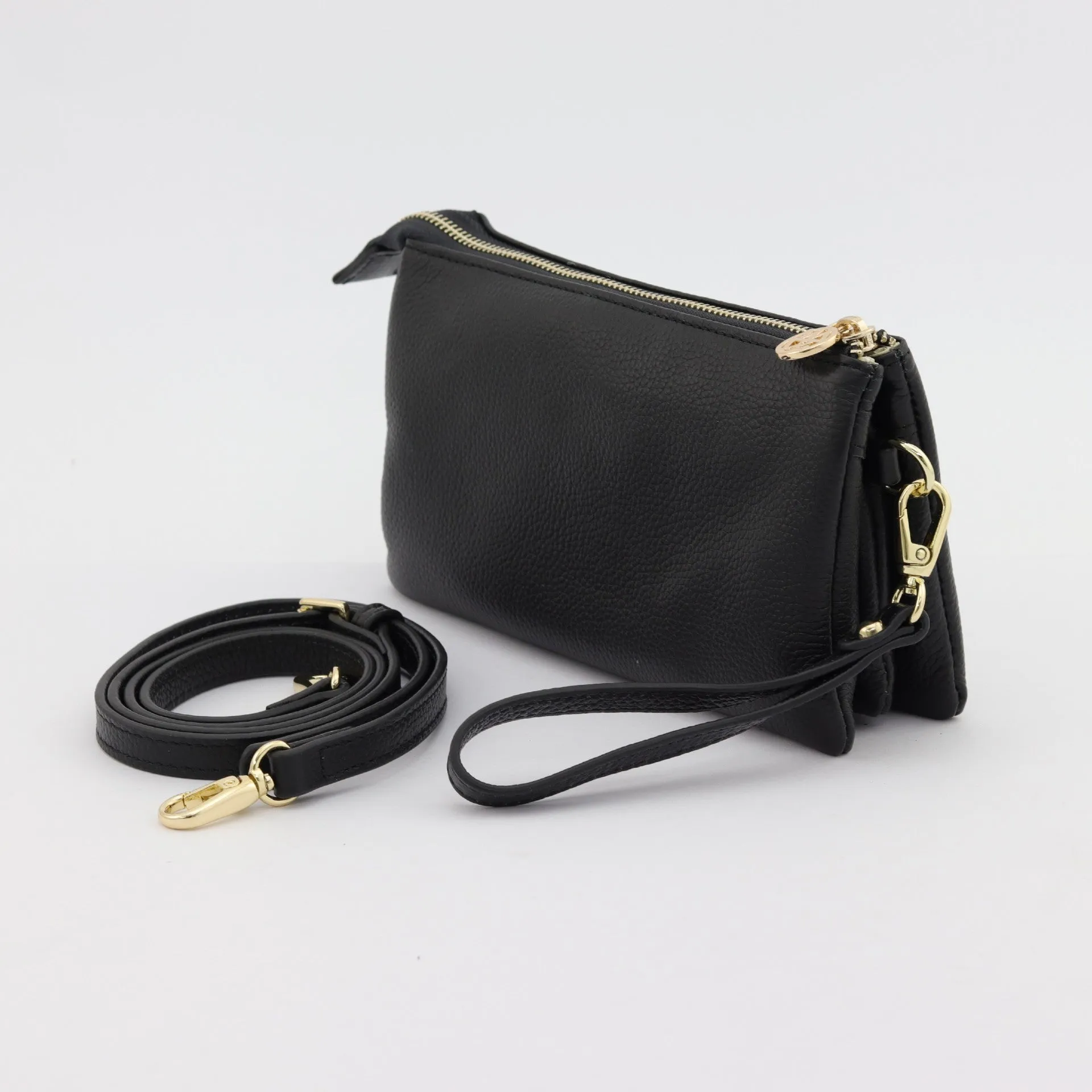 Evie pebbled leather clutch crossbody