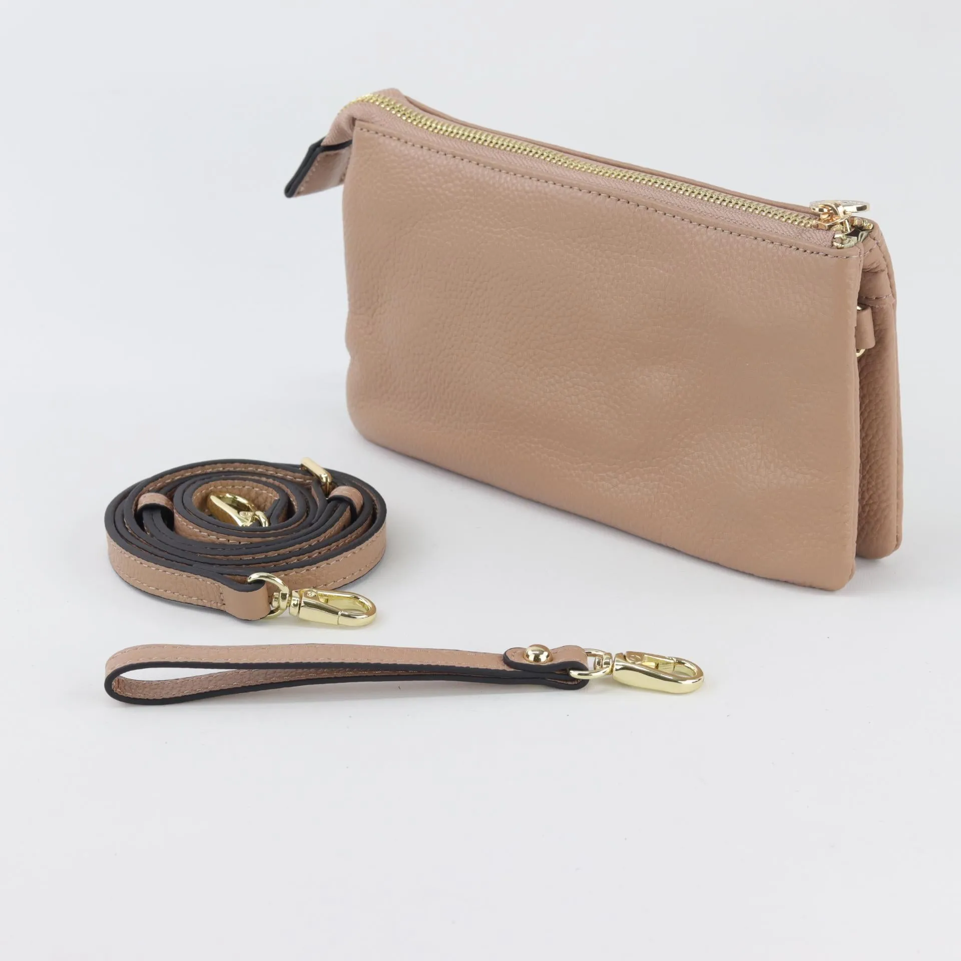 Evie pebbled leather clutch crossbody