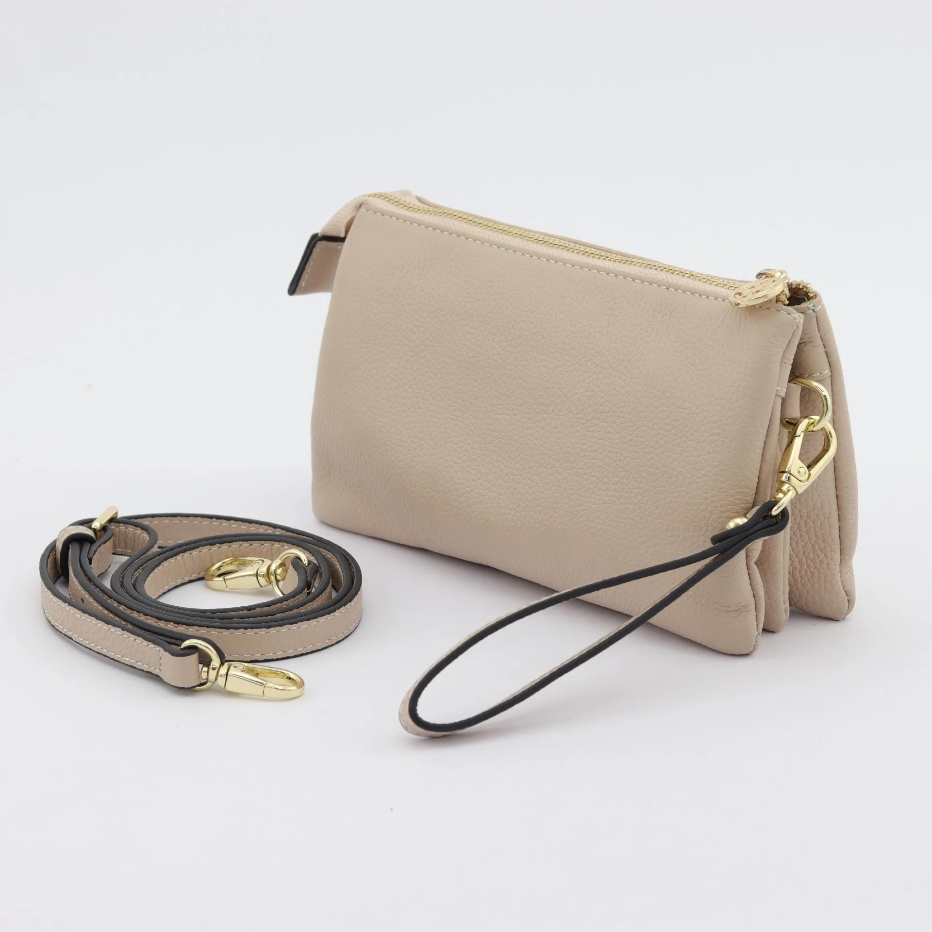 Evie pebbled leather clutch crossbody