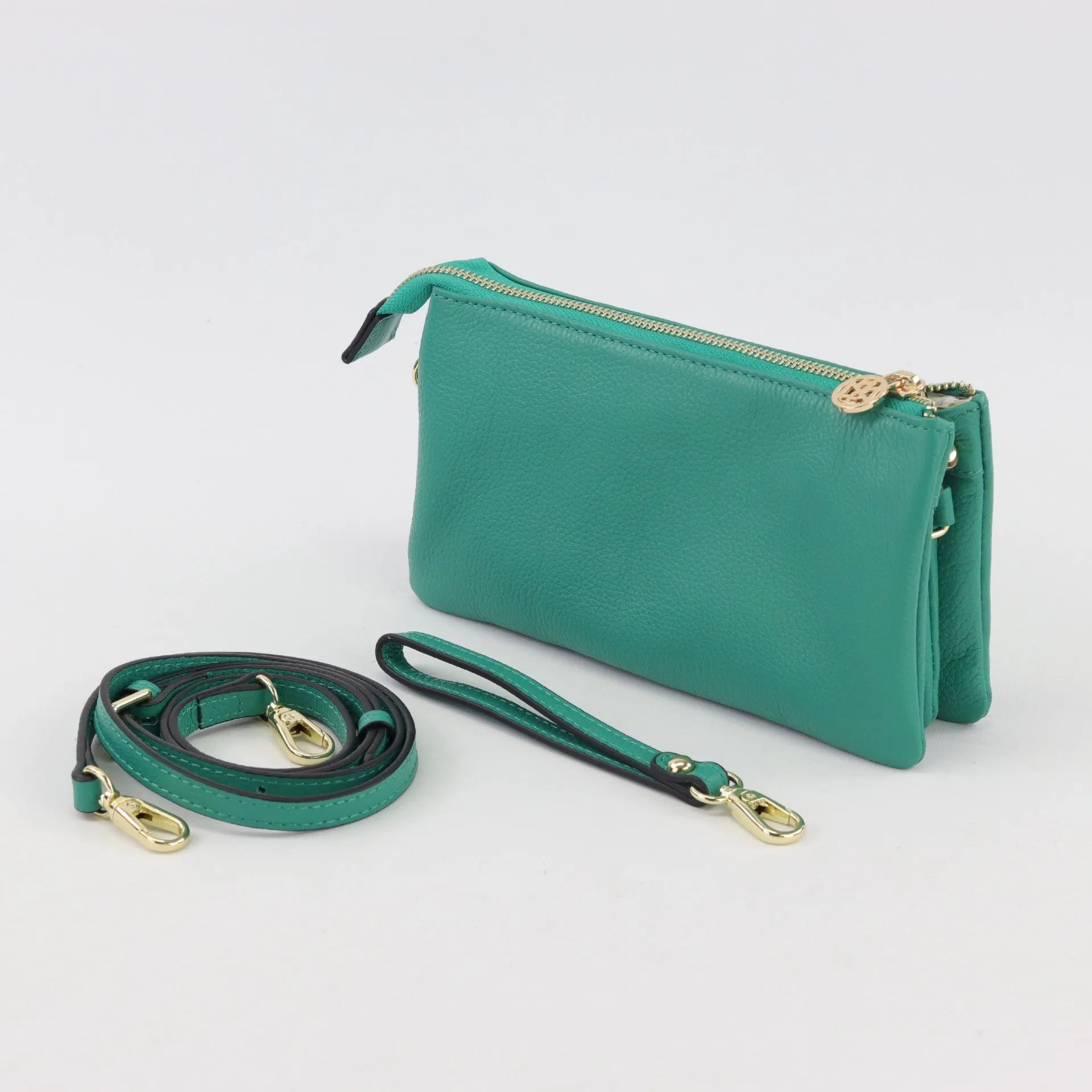 Evie pebbled leather clutch crossbody