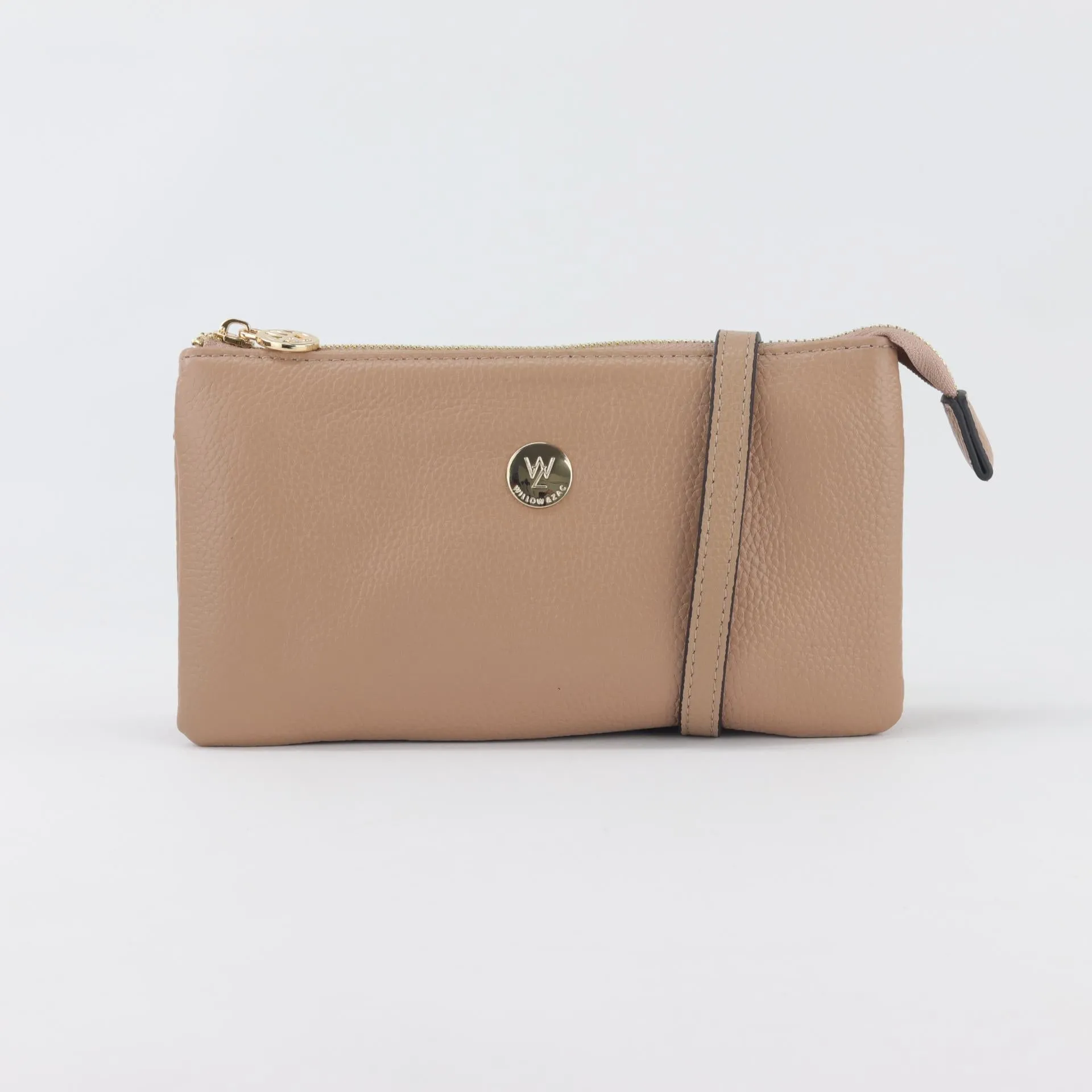 Evie pebbled leather clutch crossbody