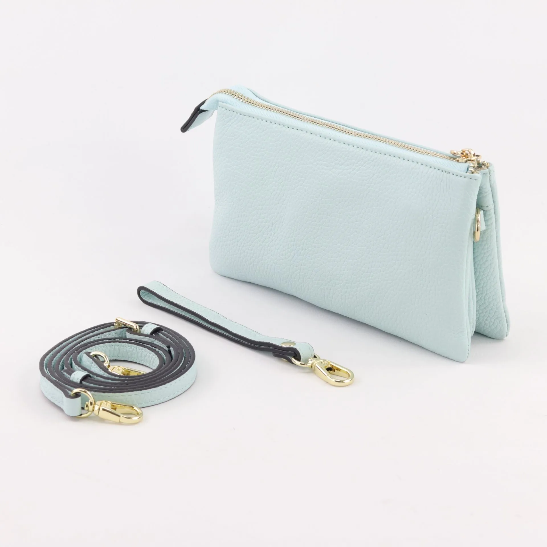 Evie pebbled leather clutch crossbody