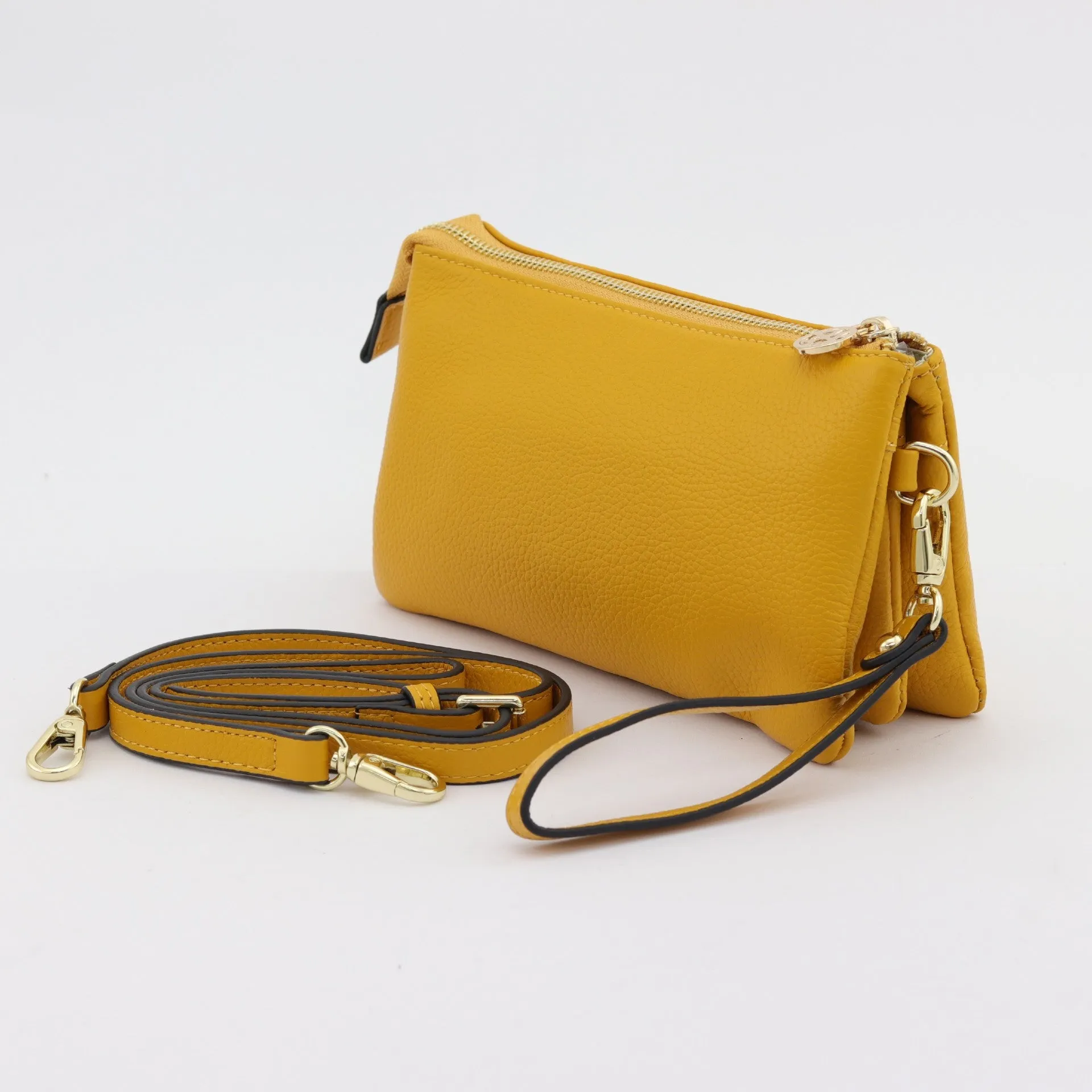 Evie pebbled leather clutch crossbody