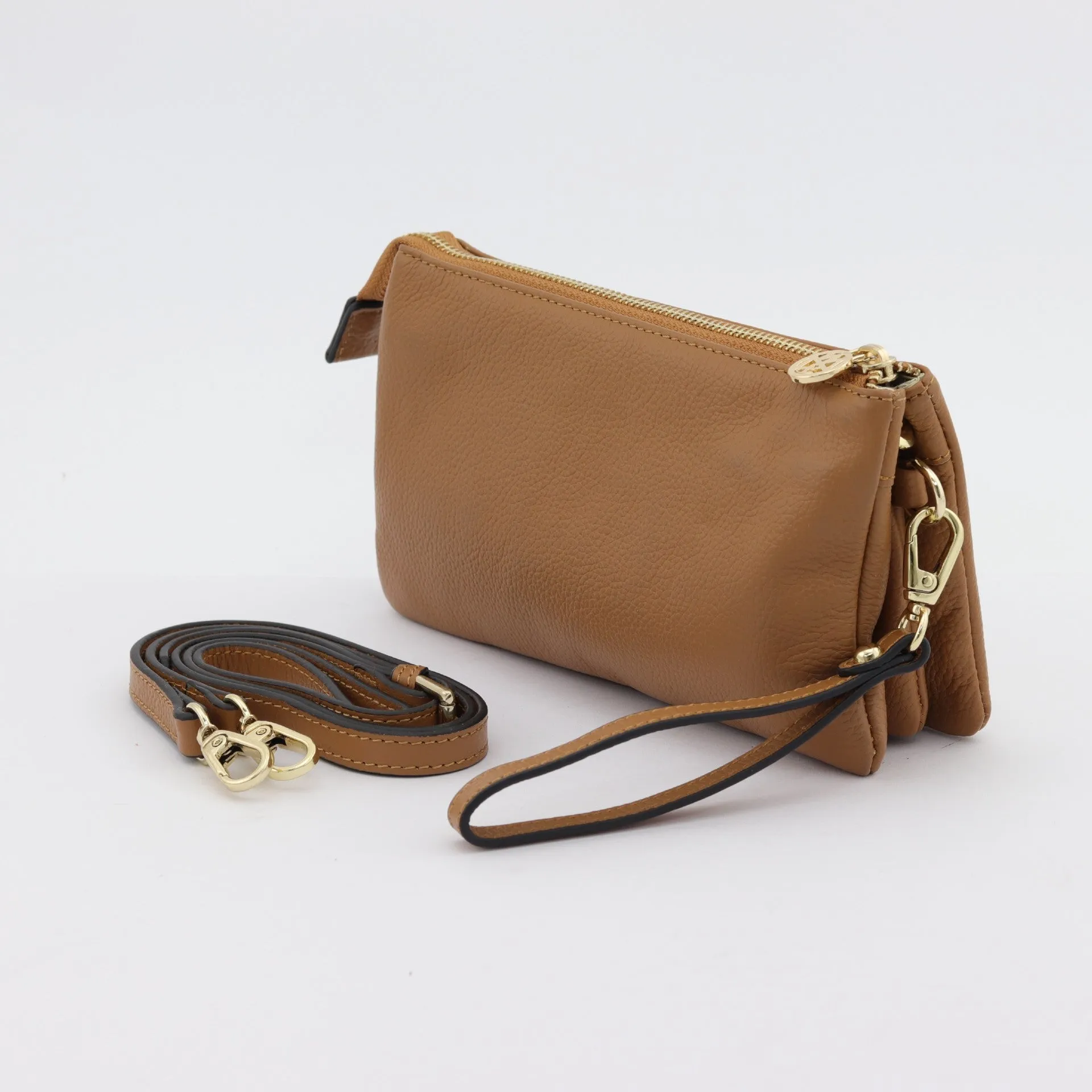 Evie pebbled leather clutch crossbody