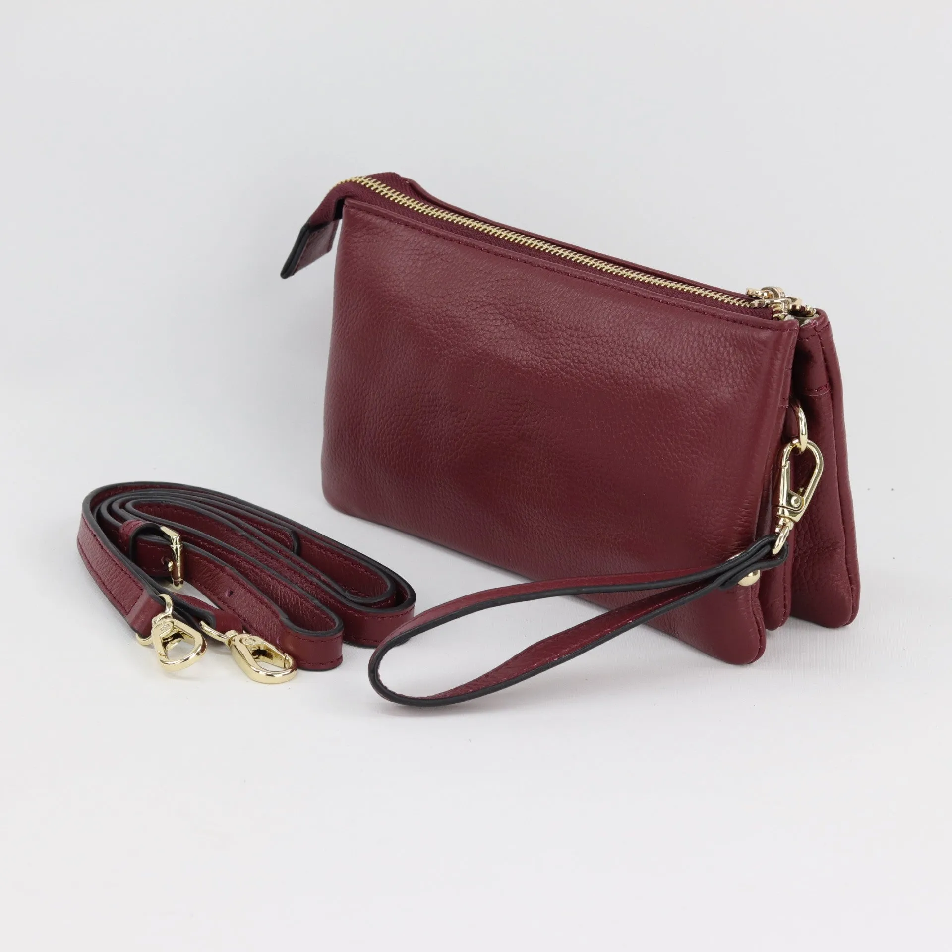 Evie pebbled leather clutch crossbody