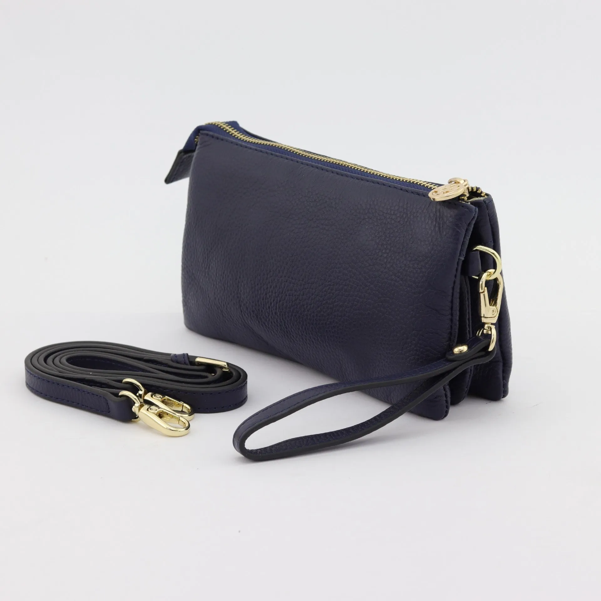 Evie pebbled leather clutch crossbody